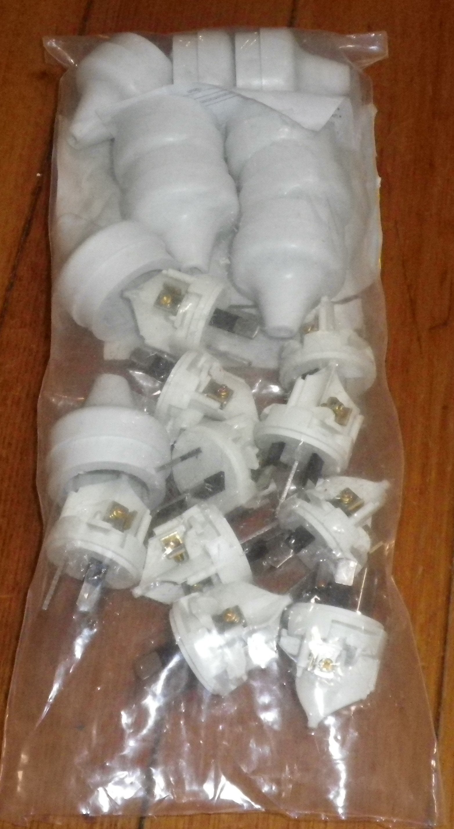 Set of 10 White Australian 10 Amp 240 Volt Three - Pin Mains Plug Tops for Two - Wire Cables - Part # ACP2C10WH10