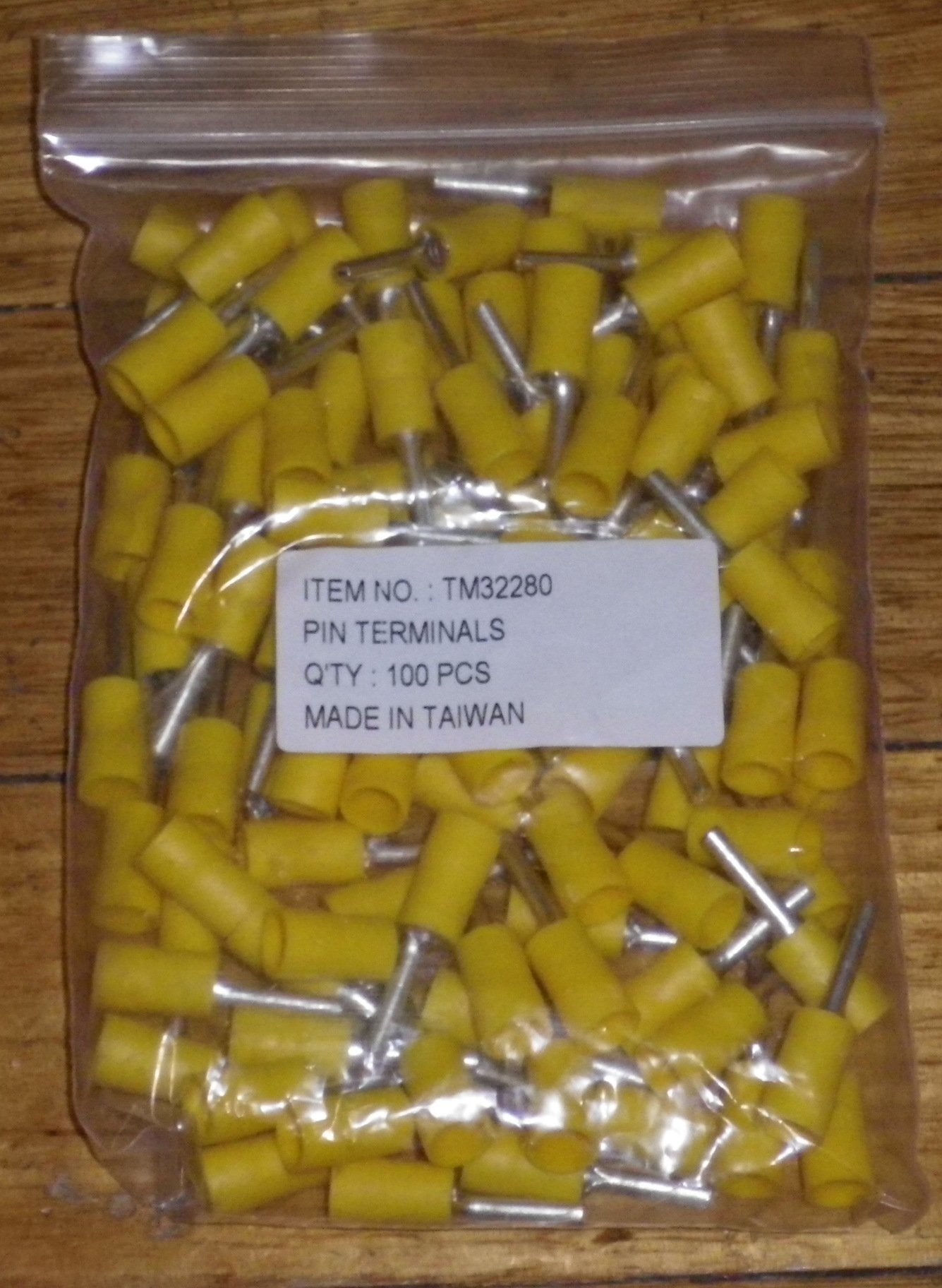 Yellow Insulated 2.8mm Pin Crimp Terminals (Pkt 100) - Part # TM32280-100