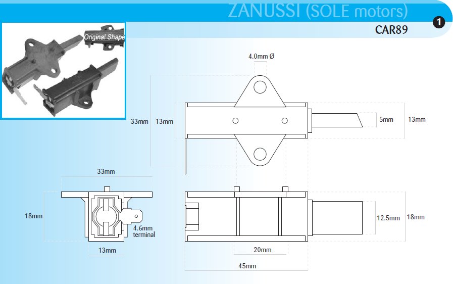 High - Quality Carbon Motor Brushes (Part # CAR89) for Whirlpool, Electrolux, Zanussi Front Loaders