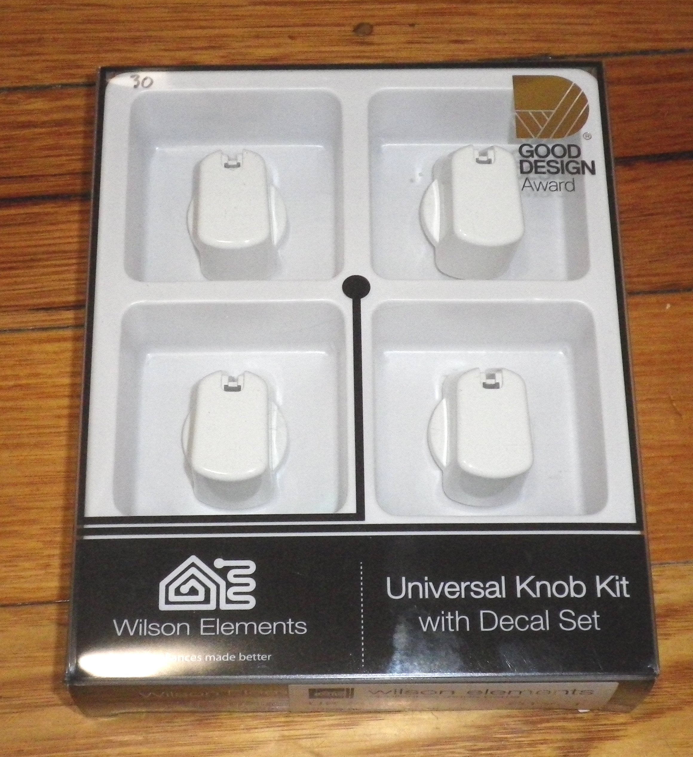 Universal White 30mm Gas or Electric Stove Control Knob Kit with Decals (Pack of 4) - Part Number UK-30W4