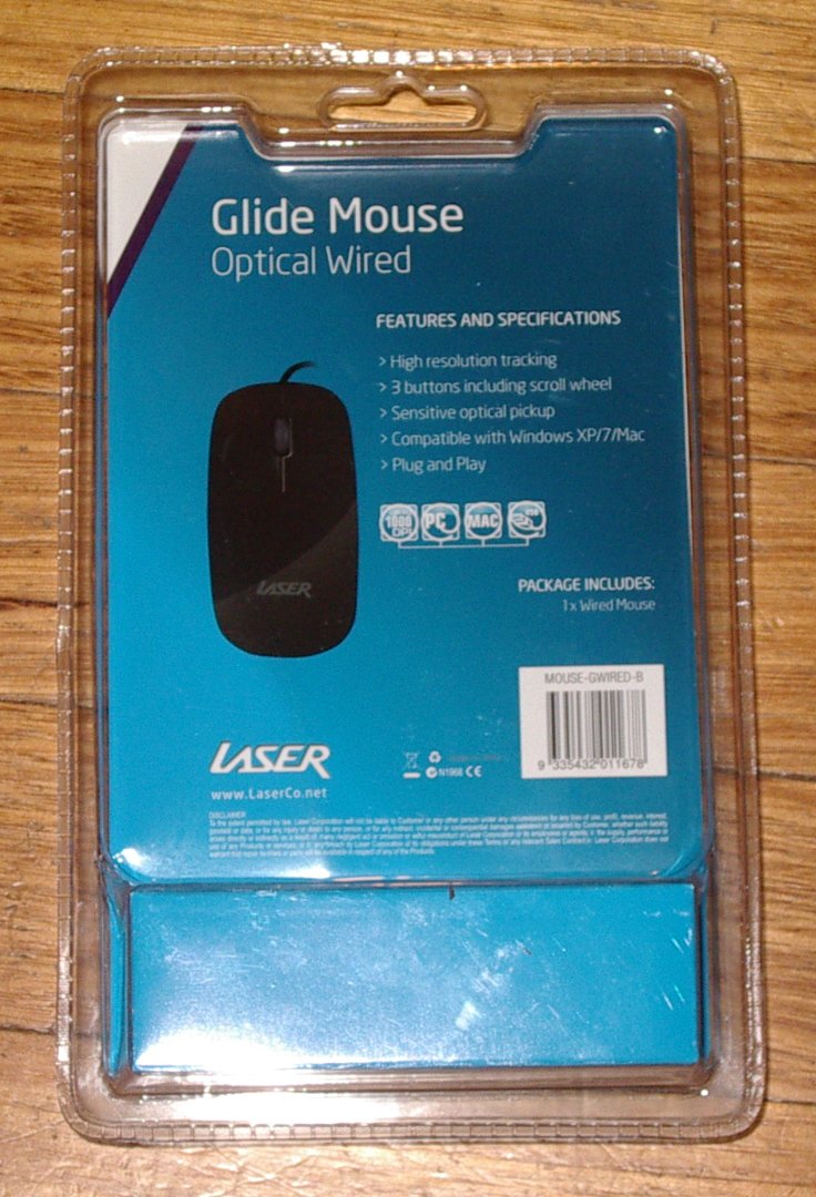 USB Optical 3-Button Computer Mouse with Scroll Wheel - Glide Black, Part # MOU213BK