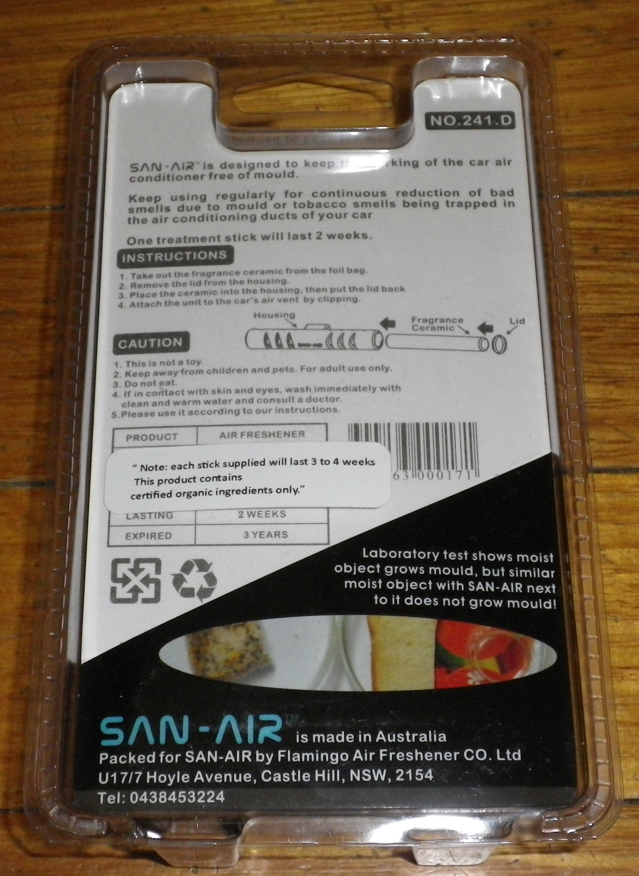 San-Air Car Air Conditioner Sanitizing Solution - Part Number CL051