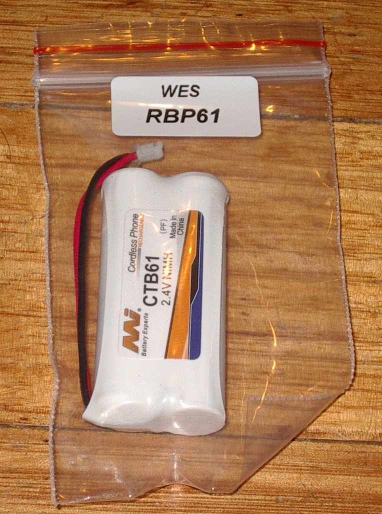 High - Performance 2.4Volt Rechargeable Nickel Metal Hydride AudioLine DECT Phone Battery - Part Number RBP61