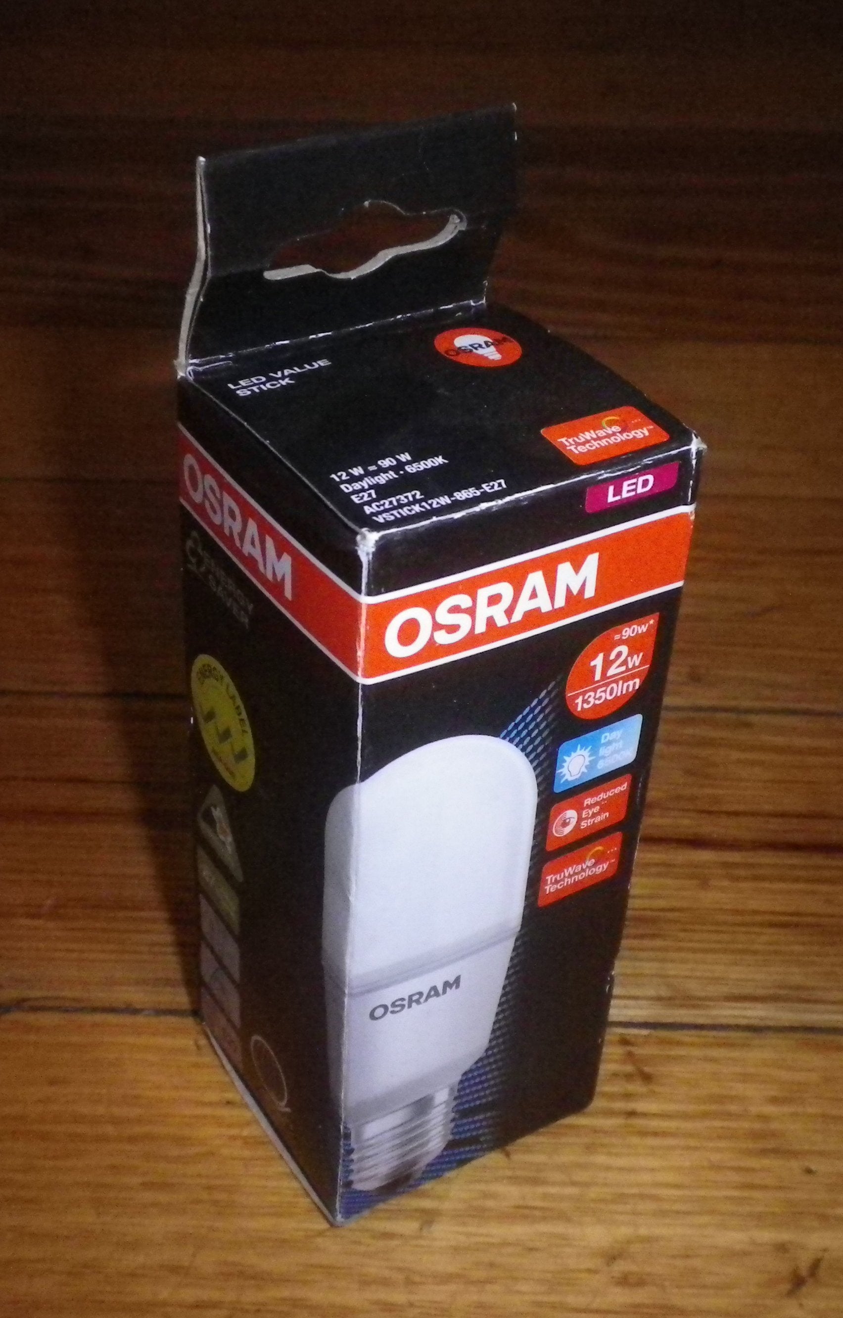 Osram 12Watt ES E27 LED Daylight Stick Globe with 1350 Lumens - Product Part # 128866