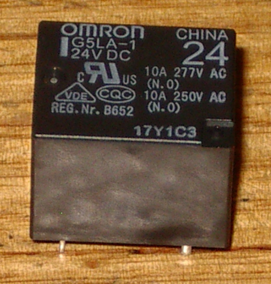 Omron 24 Volt Single Pole Double Throw (SPDT) Relay with 240VAC, 10 Amp Contacts - Part Number G5LA-1-24 for Appliance Control Circuits