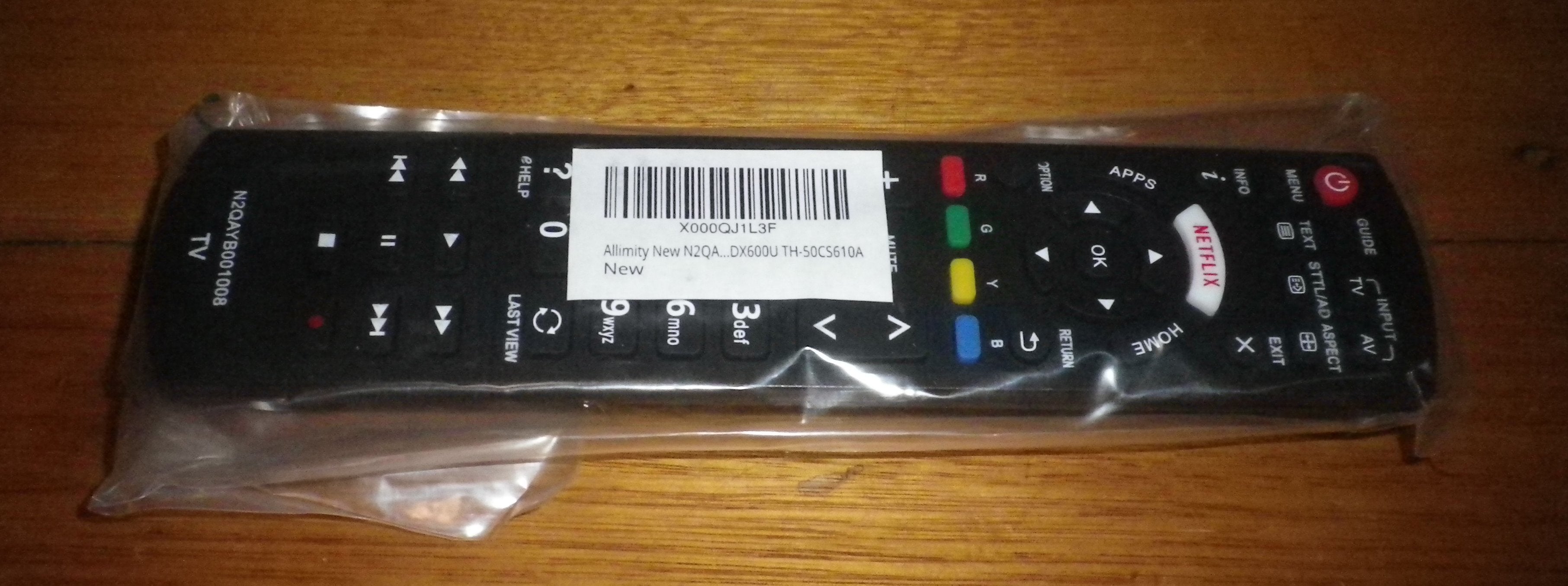 Highly Compatible Remote Control for Panasonic Viera LED Colour Television - Allimity Part # N2QAYB001008