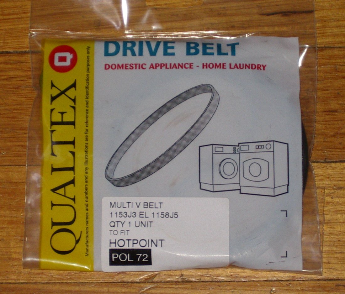 High - Quality Front Loader Drum Belt for Hotpoint, Creda, and Ariston Washing Machines - Part # POL72, EL1158J5