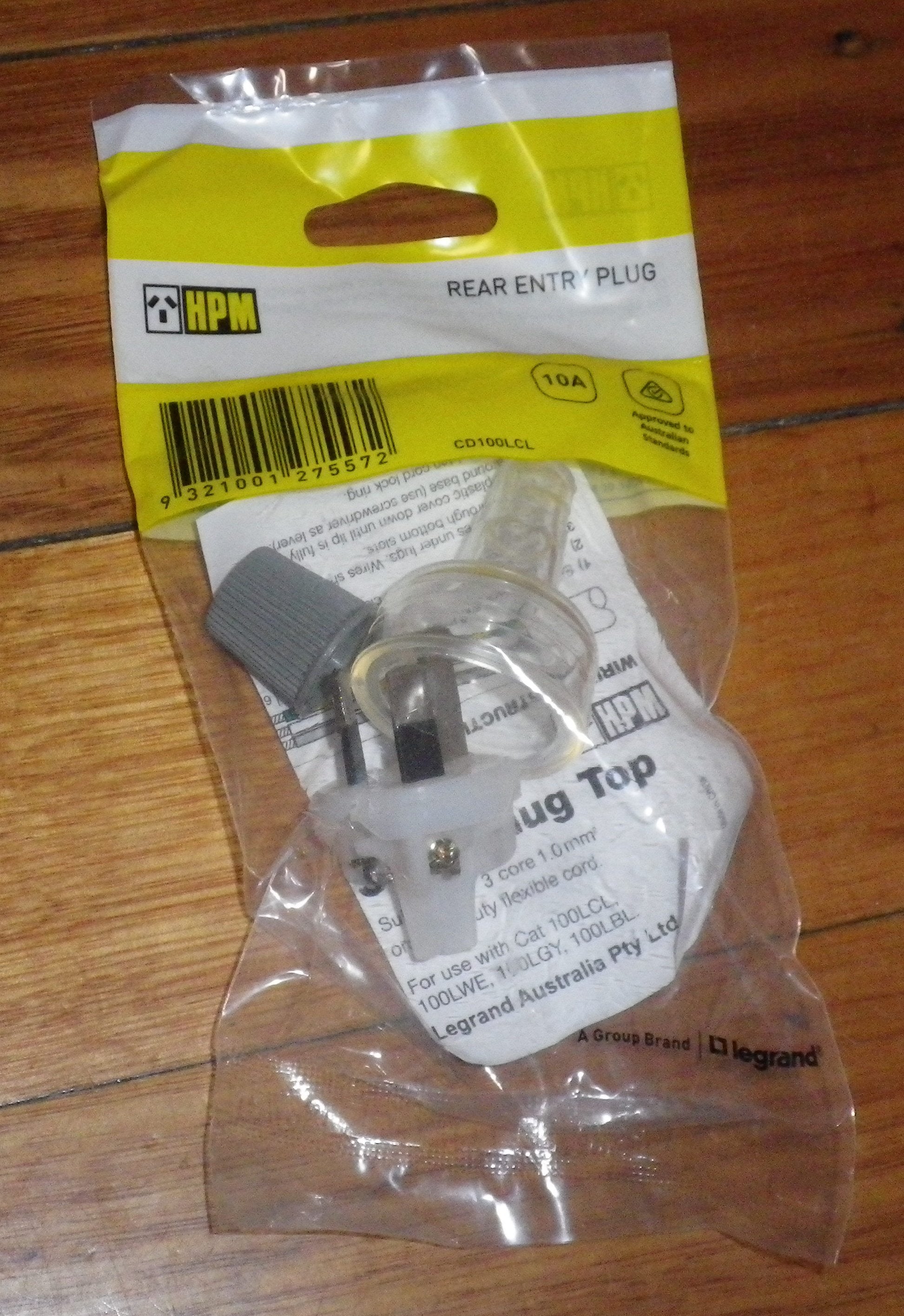 HPM Transparent 10A 240V 3-Pin Mains Plug Top - Part # CD100LCL