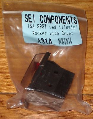 Red Illuminated DPST Rocker Switch with Clear Plastic Cover # A31A