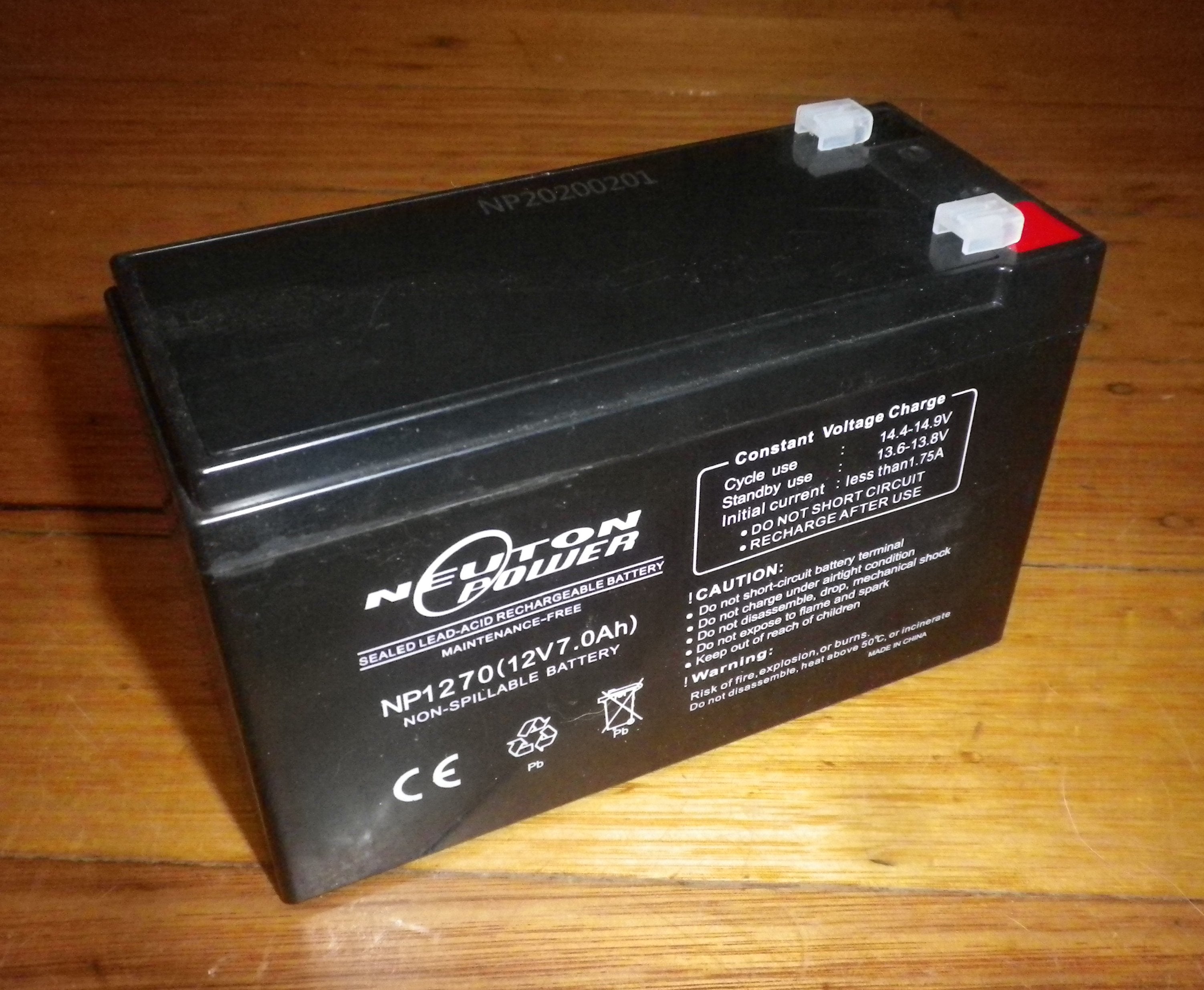 Neutron Power 12V 7.0AH Sealed Lead Acid Battery with 4.8mm Spade Terminals - Part # BNP1270