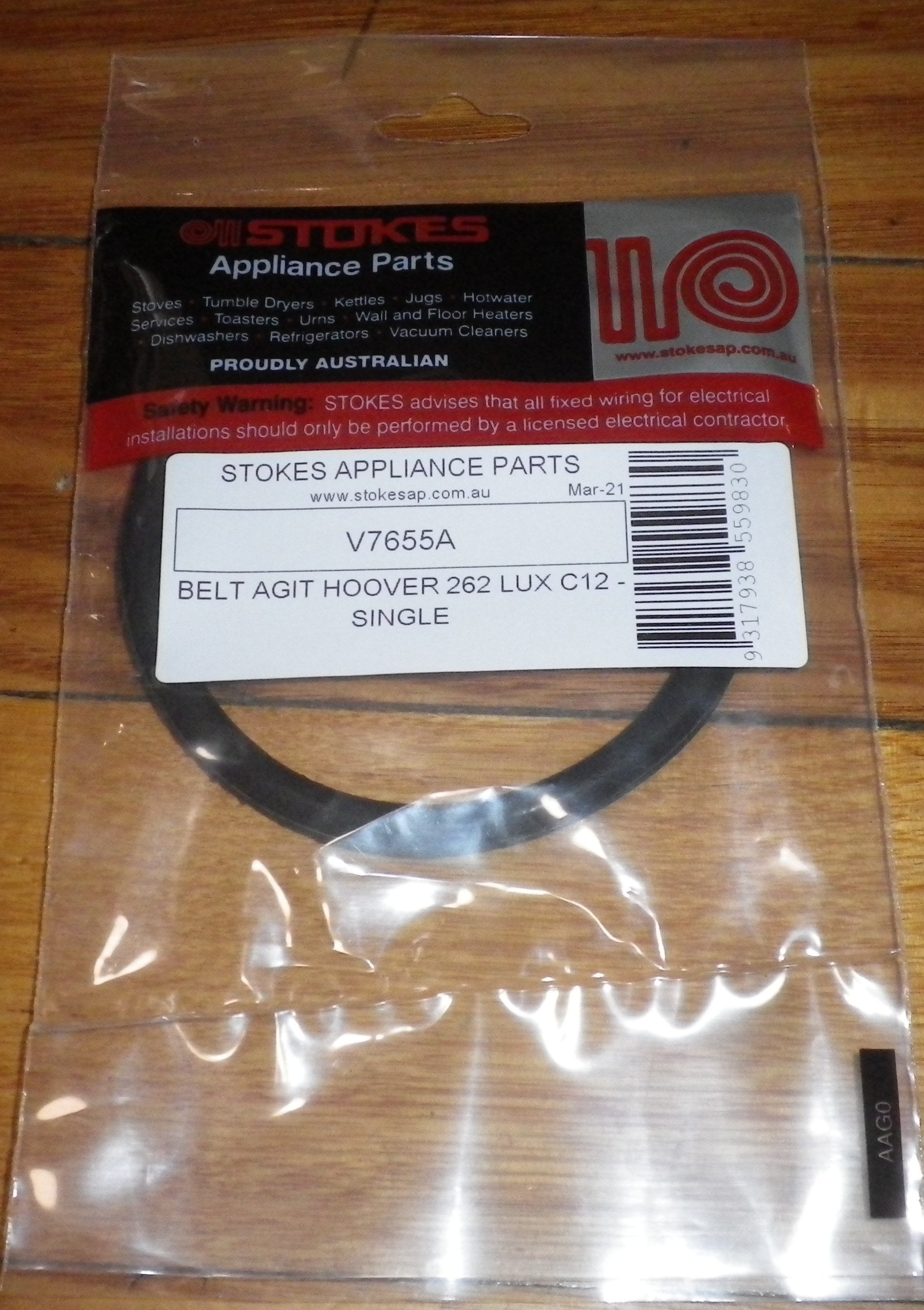 High - Quality Drive Belt (Part # V7655A) for Hoover 262 and Electrolux C12