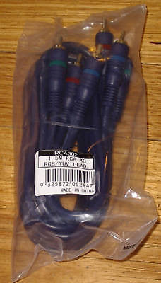 1.5 Meter RGB/YUV Component Video Lead - Oxygen-Free Copper (OFC) 3 X RCA to 3 X RCA Plugs - Part # RCA302