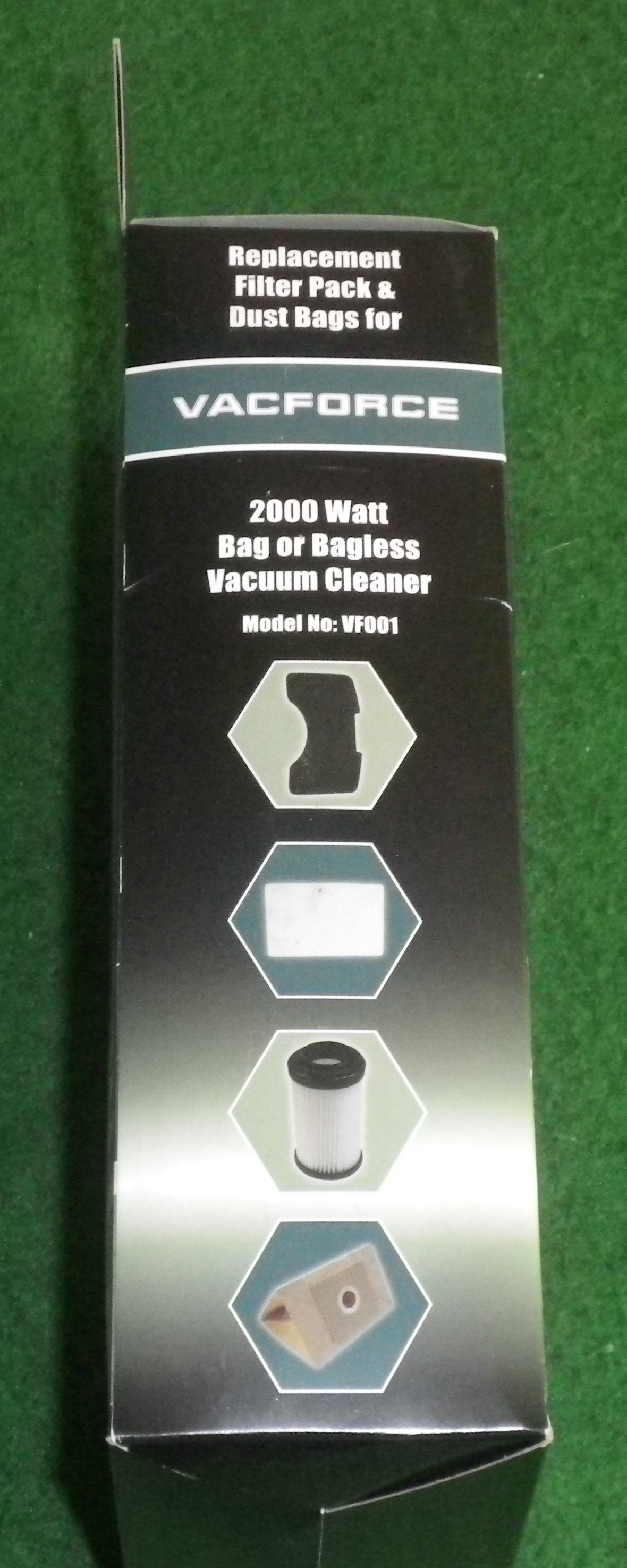 VacForce VF001 Vacuum Cleaner Bag, Hepa & Motor Filter Set - Premium Part Package # VF001-PACK