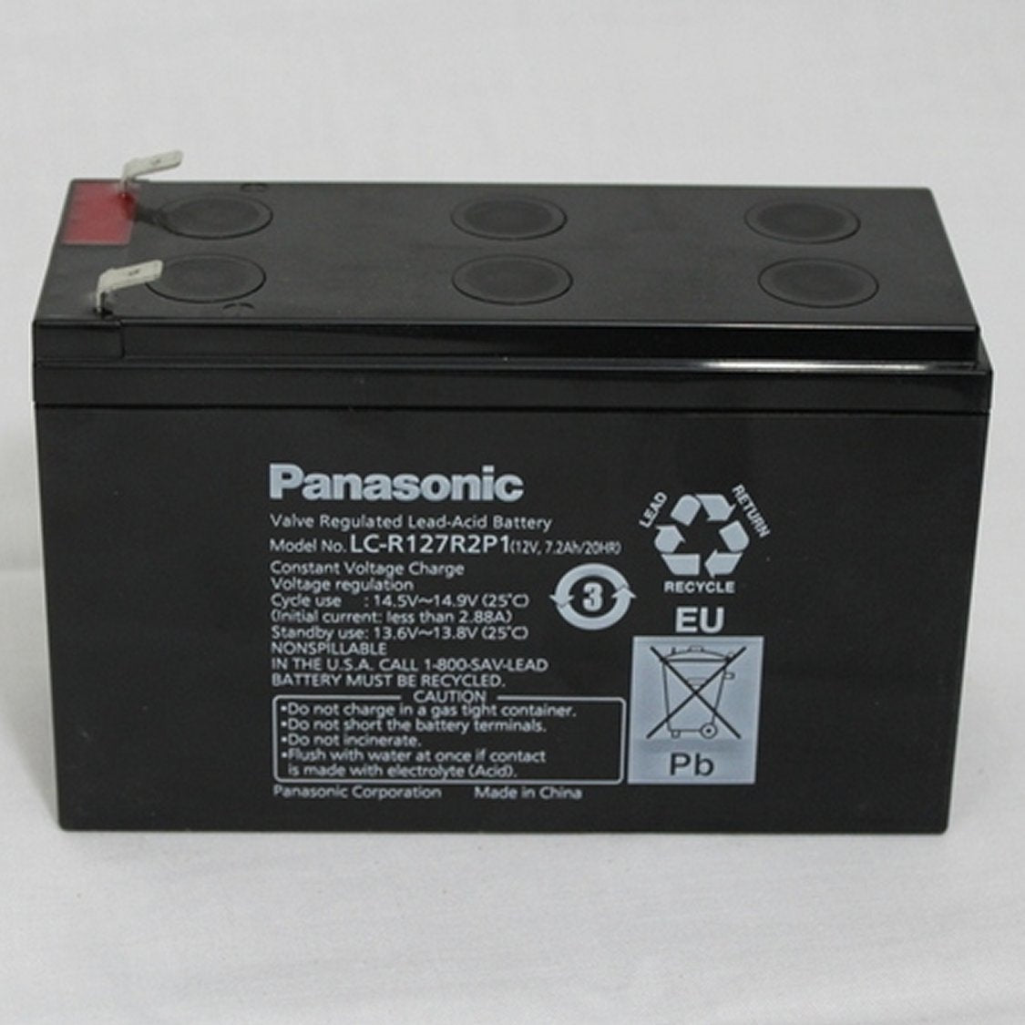 Panasonic 12V 7.2AH Sealed Lead - Acid Battery with 4.8mm Spade Terminals - Part # LC - R127R2P