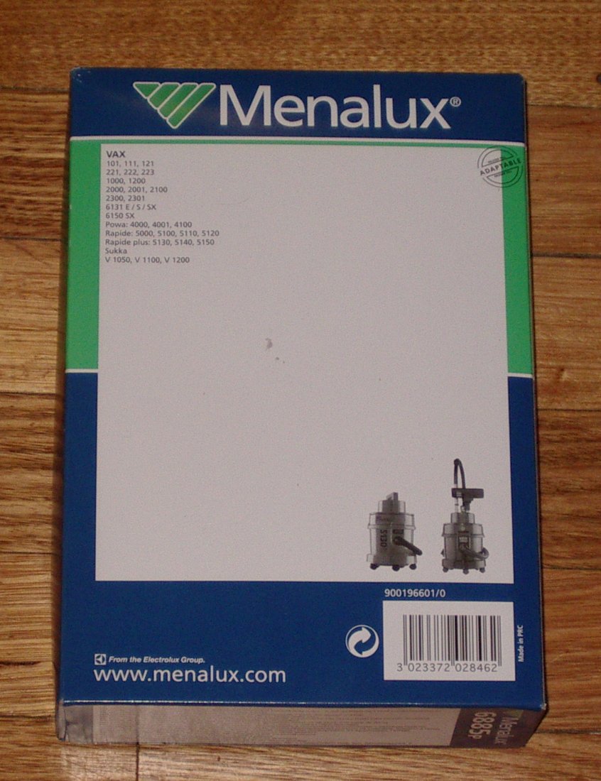 High - Quality Disposable Vax Sukka and Powa 4000 Vacuum Cleaner Replacement Bags - Menalux Part # 6885P