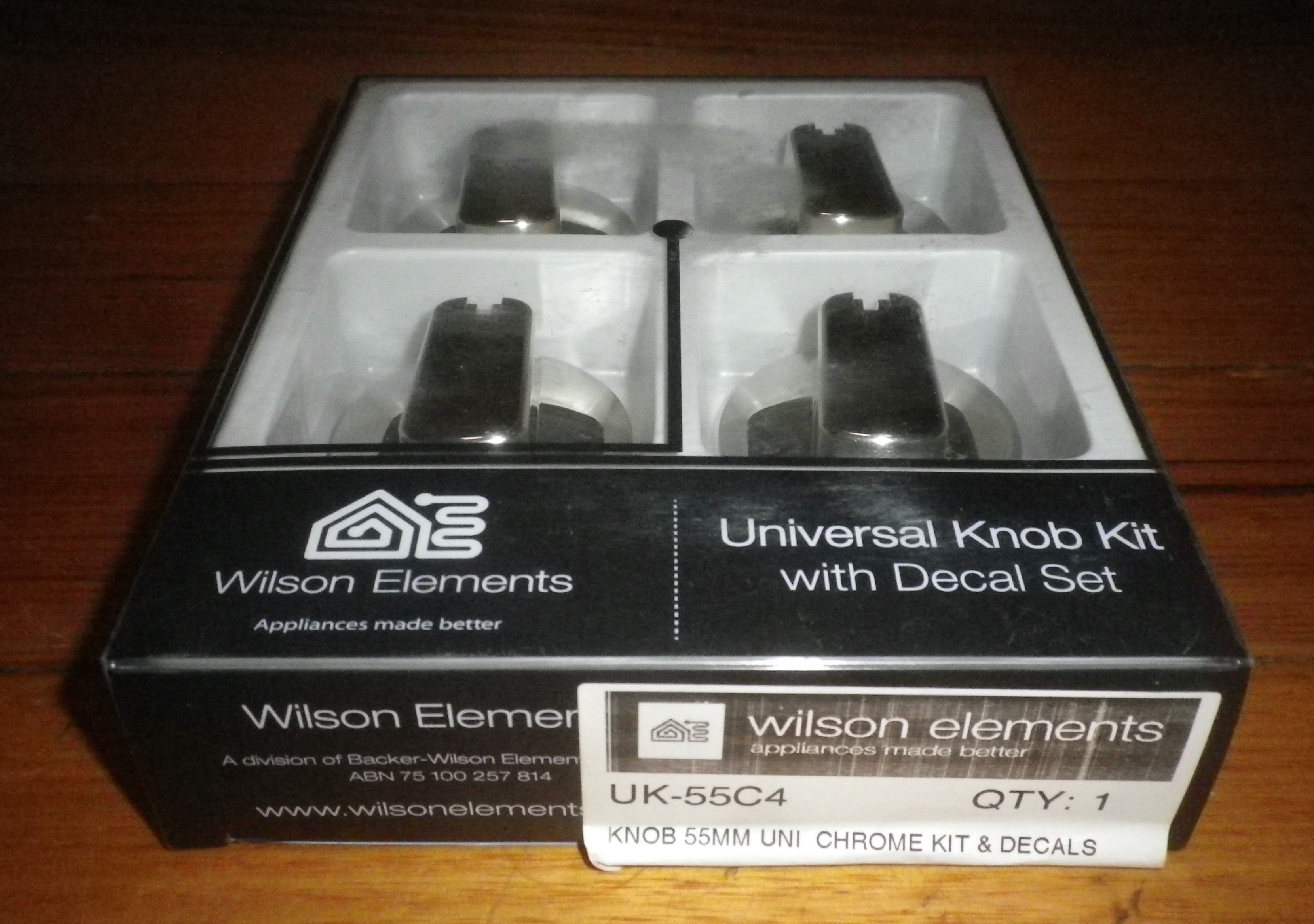 Universal Chrome 55mm Gas or Electric Stove Control Knob Kit with Decals (Pack of 4) - Part Number UK - 55C4