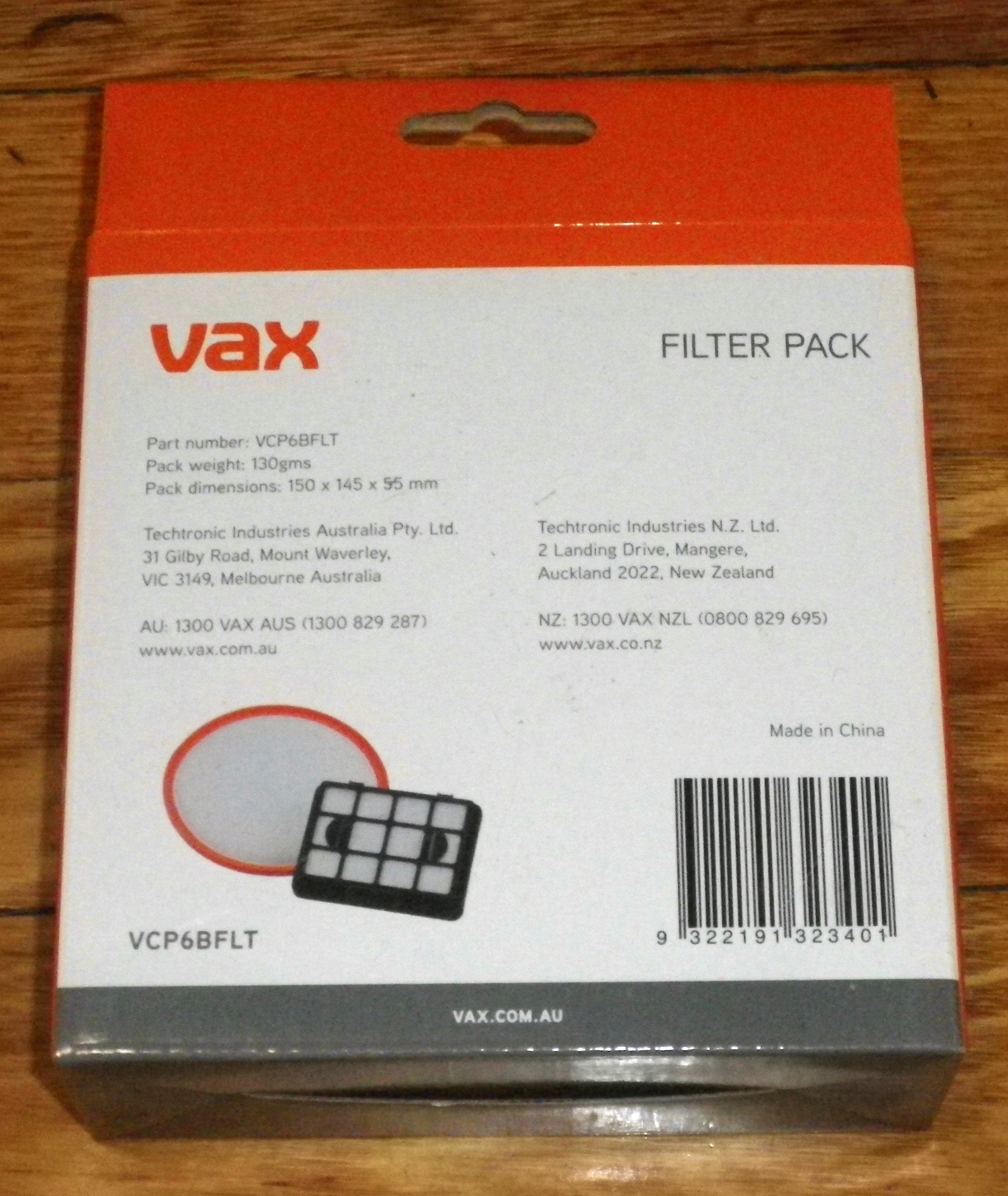 Vax Original VX38, VX71, VX73, VCP6B2000 Hepa Filter Set - High - Quality Air Filtration Part No. VCP6BFLT