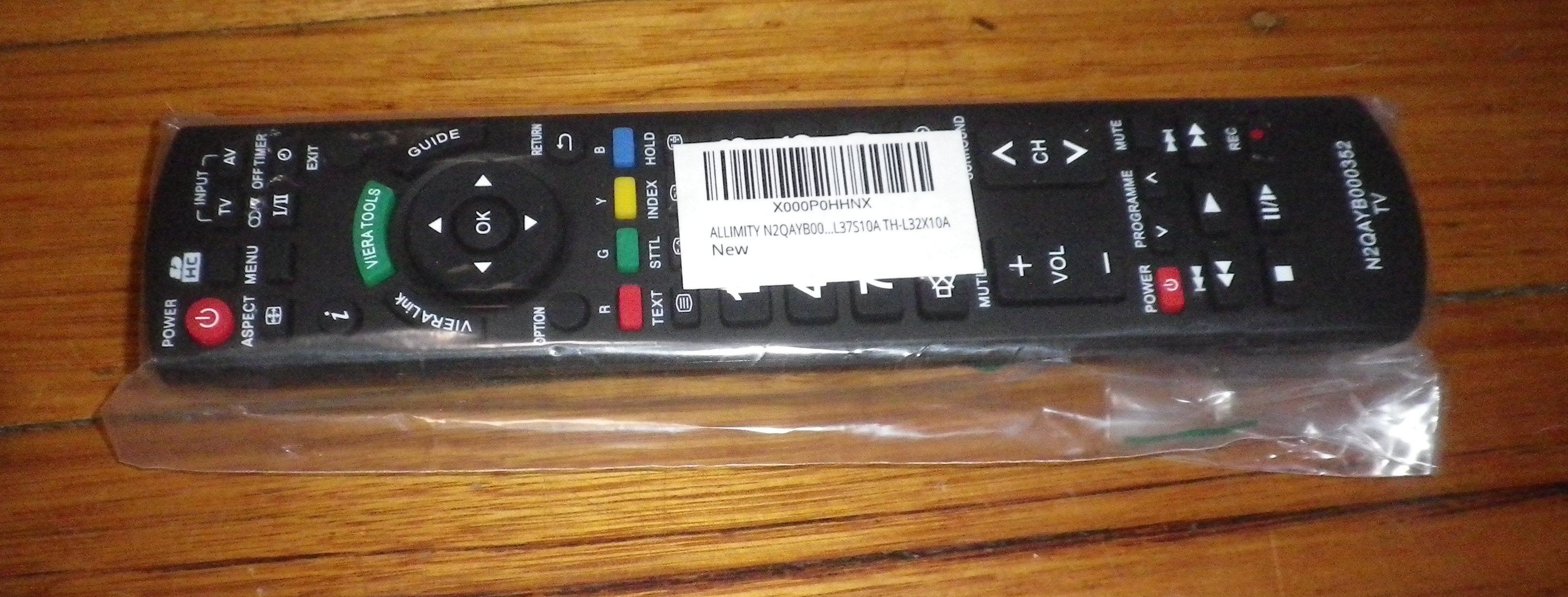 Panasonic Plasma Color Television (CTV) Compatible Replacement Remote Control - Allimity Part Number N2QAYB000352