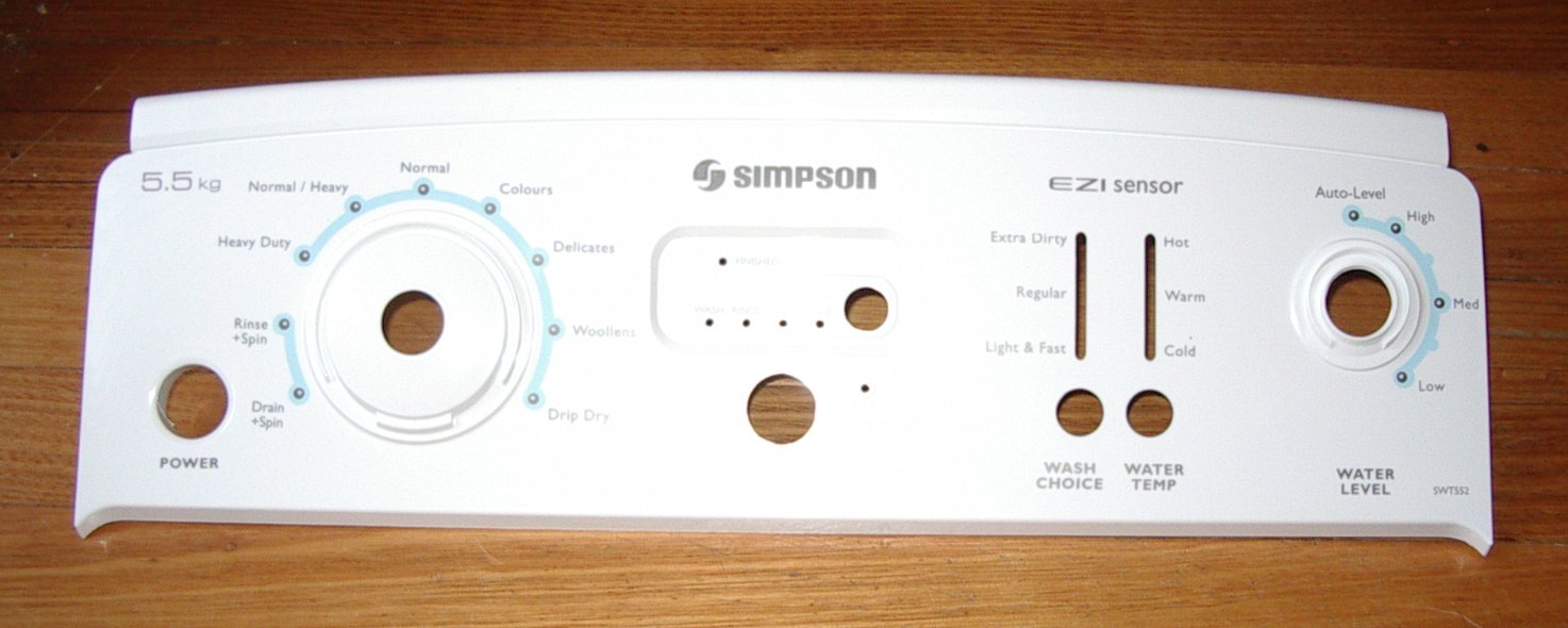Simpson Eziset SWT552SA Front Panel Escutcheon - Replacement Part for Late Simpson EZI Sensor 552 Top Loader Washing Machine (Part # 119603800)