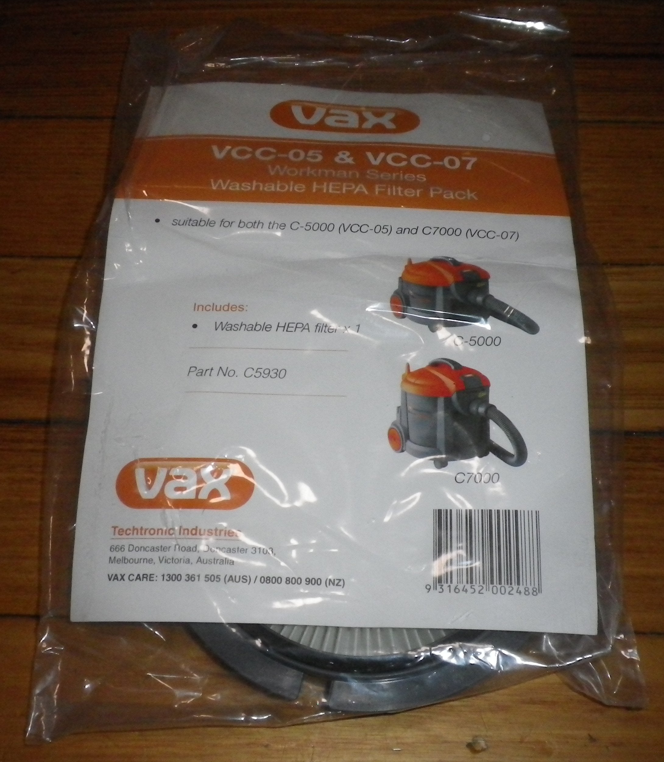 Authentic Vax Workman Hepa Filter - Part No. C5930 for VCC-05, VCC-07
