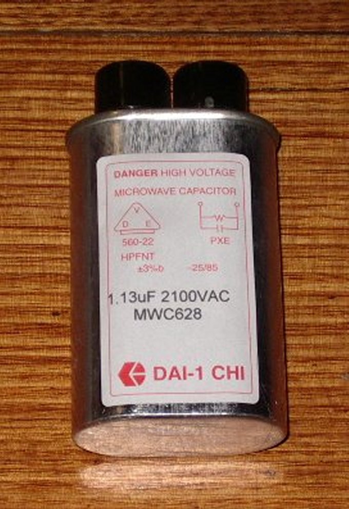 Sharp High Voltage Microwave Oven Capacitor - 1.13 Microfarad, 2100 Volts - Part Number MWC628