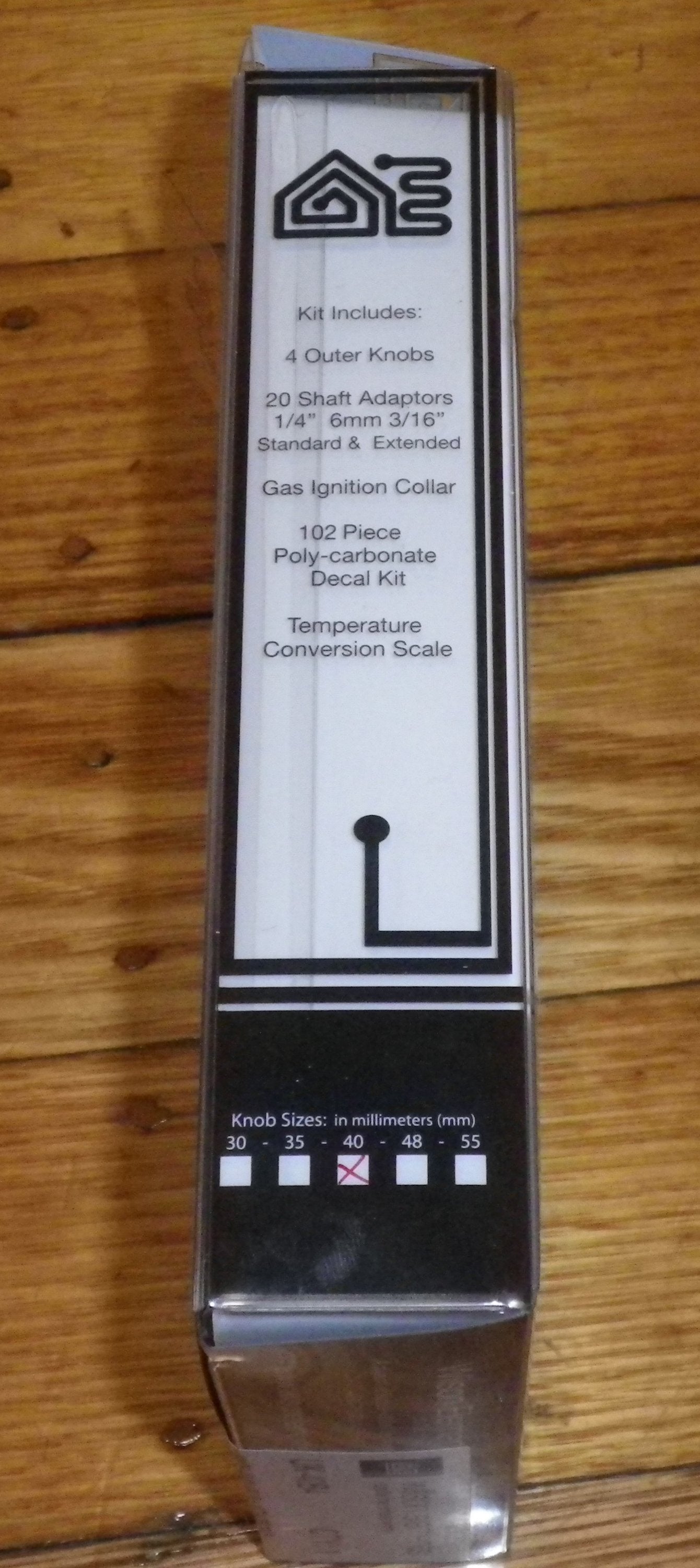 Universal Black 40mm Gas or Electric Stove Control Knob Kit with Decals (Pack of 4) - Part Number UK-40B4