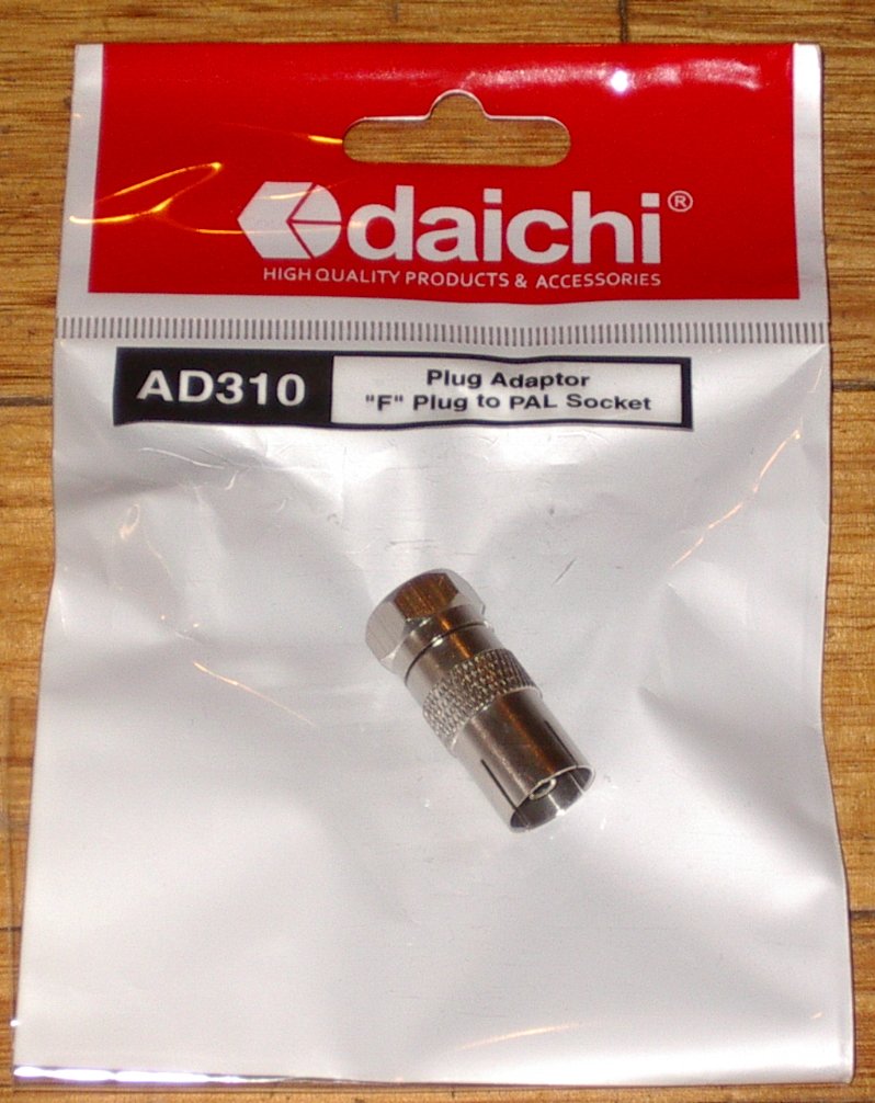 High - Quality Video Adaptor: F - Connector Plug to PAL Coaxial Socket, Part AD310