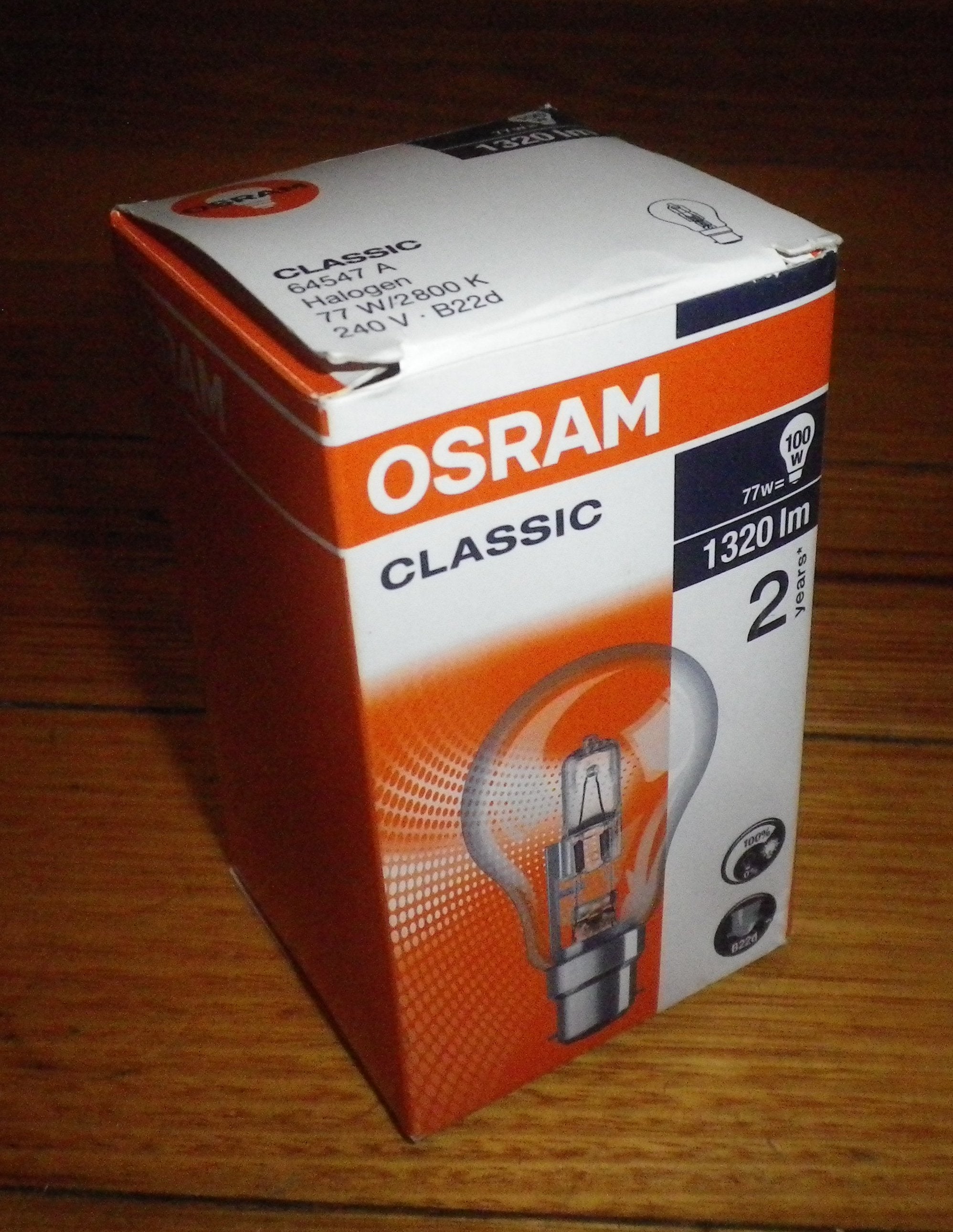 Osram 77-Watt 240-Volt B22d BC Fancy Round Halogen Light Globe - Part # 936073
