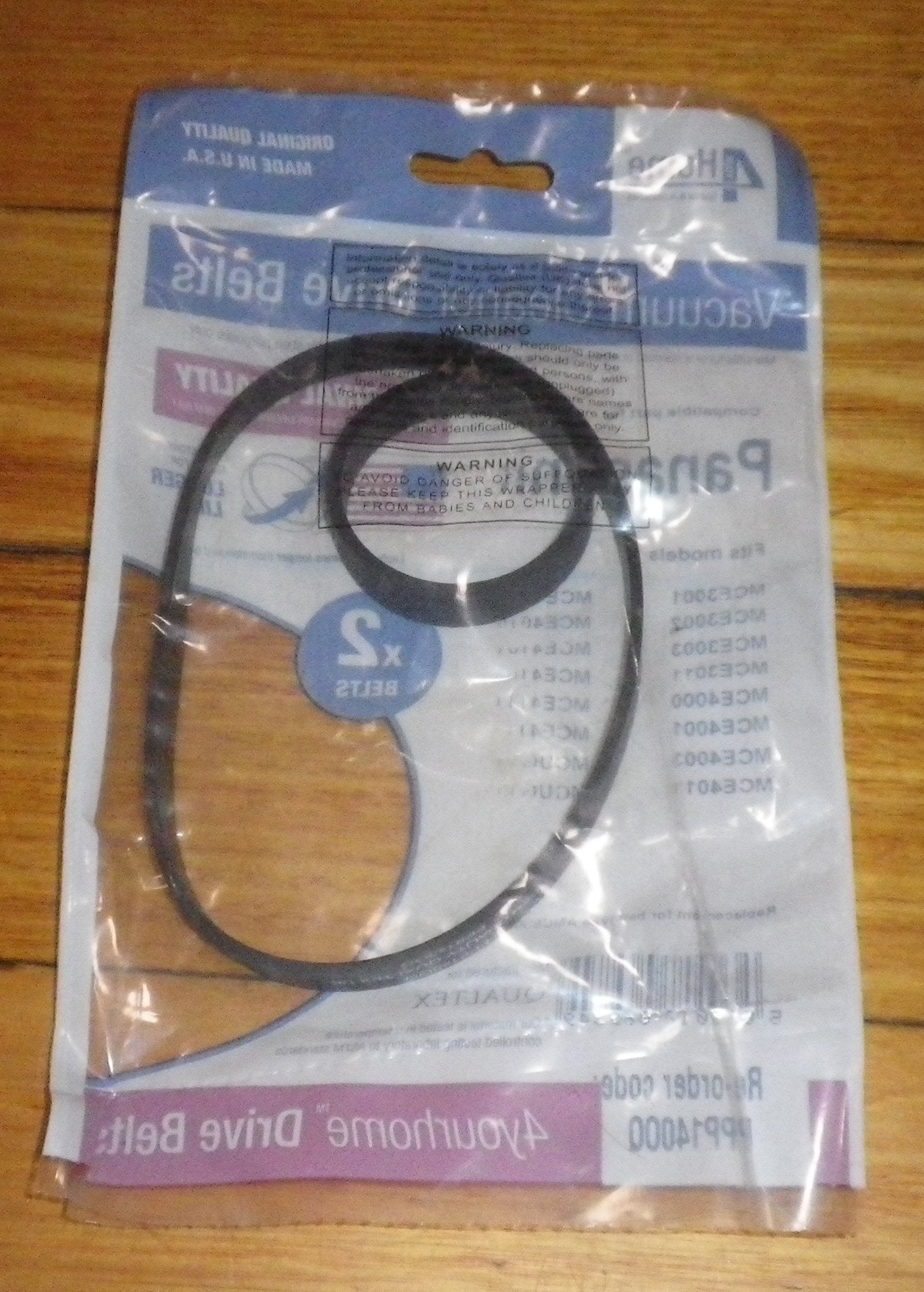 High - Quality Set of 2 Vacuum Cleaner Drive Belts for Panasonic MCE4000 Series - Qualtex Part # PPP140, QUAPPP140OQ