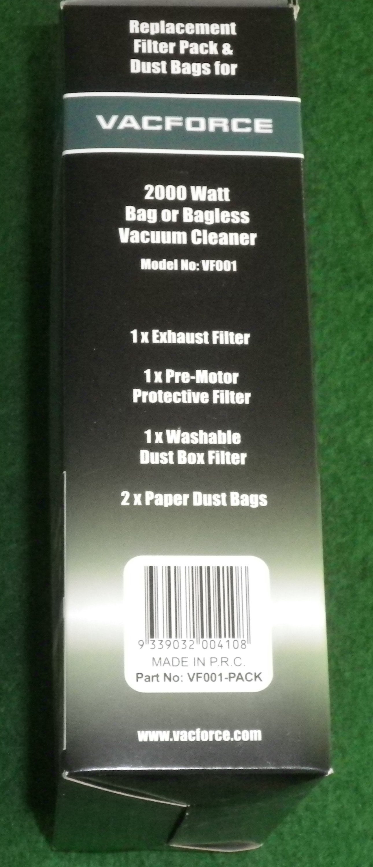 VacForce VF001 Vacuum Cleaner Bag, Hepa & Motor Filter Set - Premium Part Package # VF001-PACK