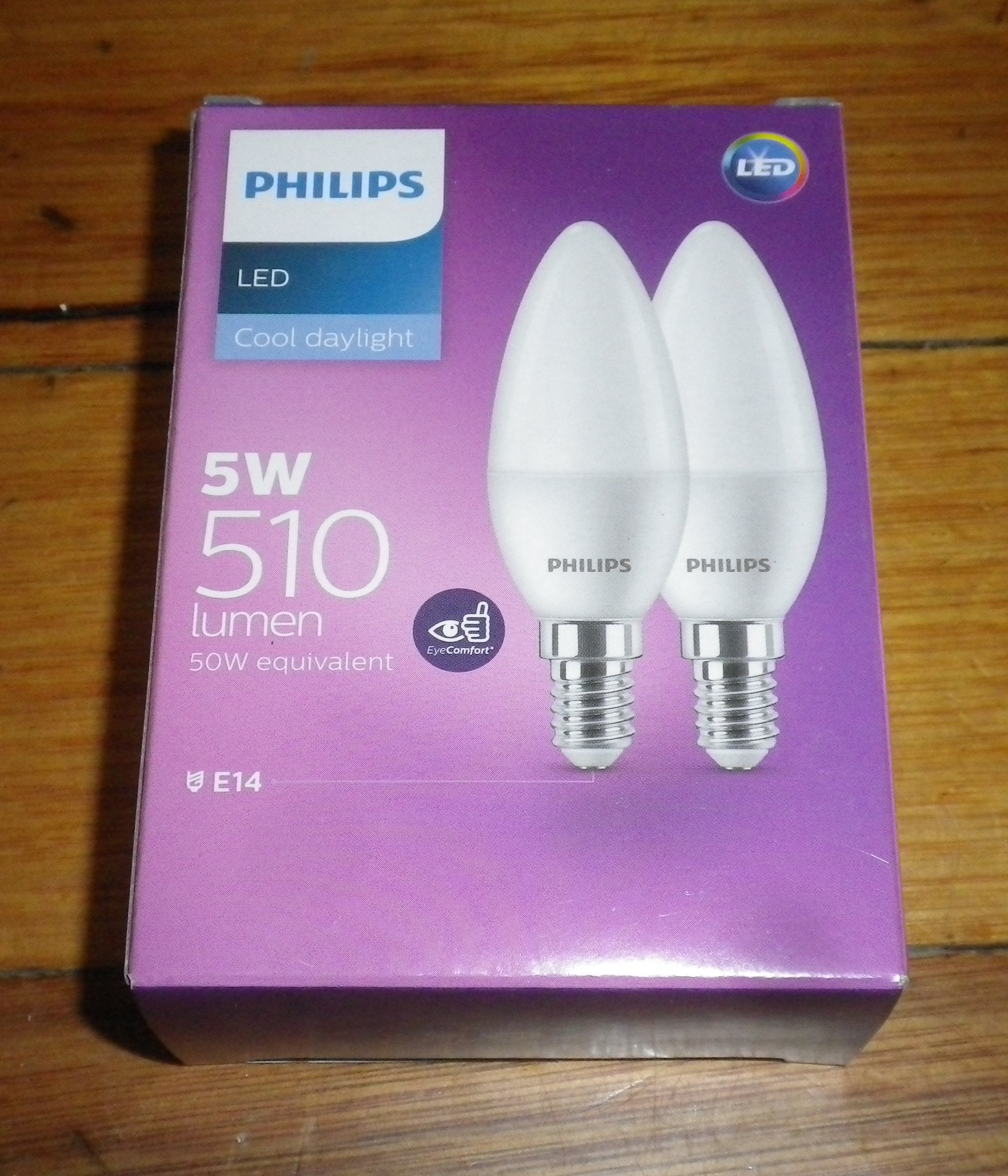 Philips 5W SES Candle LED Cool Daylight Globes (Pack of 2) - Part # 724474