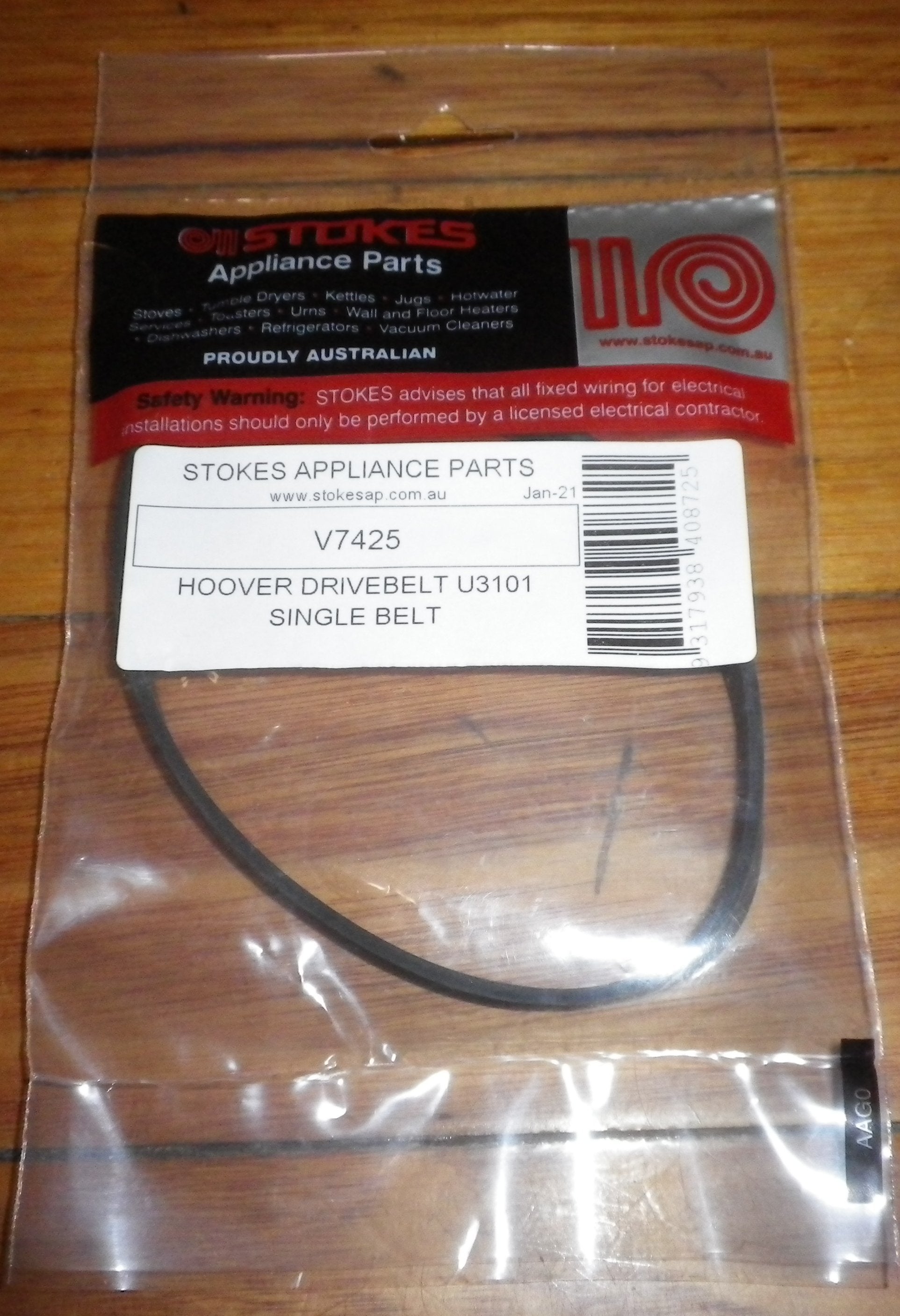 Replacement Single Drive Belt for Hoover Concept U3101 Vacuum Cleaner - Part Number V7425