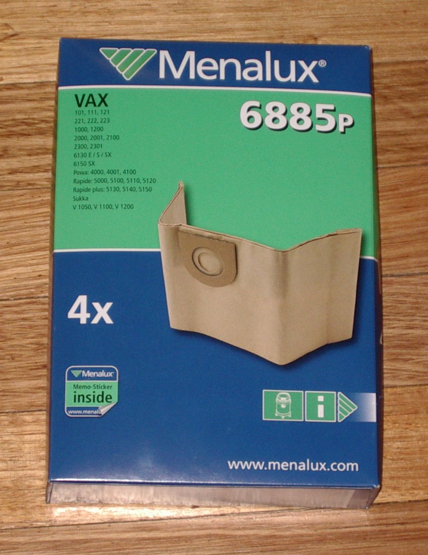 High - Quality Disposable Vax Sukka and Powa 4000 Vacuum Cleaner Replacement Bags - Menalux Part # 6885P