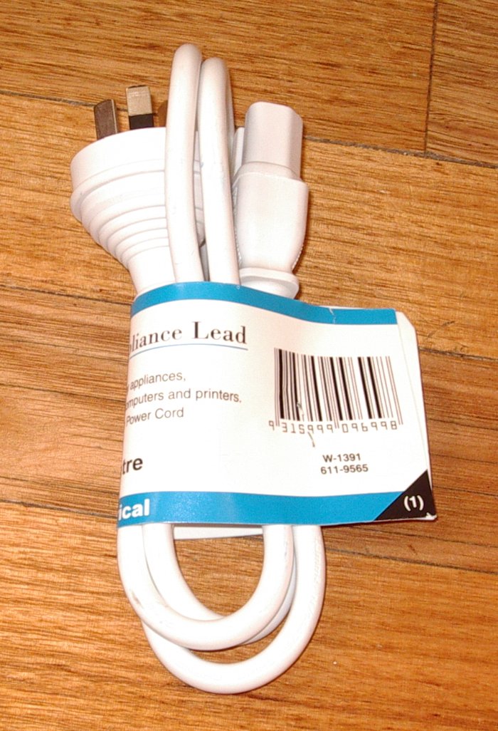 1-Meter White IEC Cord for Kettle and Jug Appliances - Part # ACL140