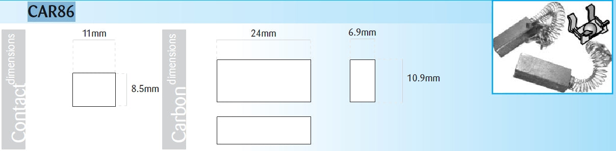 High - Quality Numatic Compatible Replacement Vacuum Cleaner Motor Carbon Brushes - Part Number CAR86