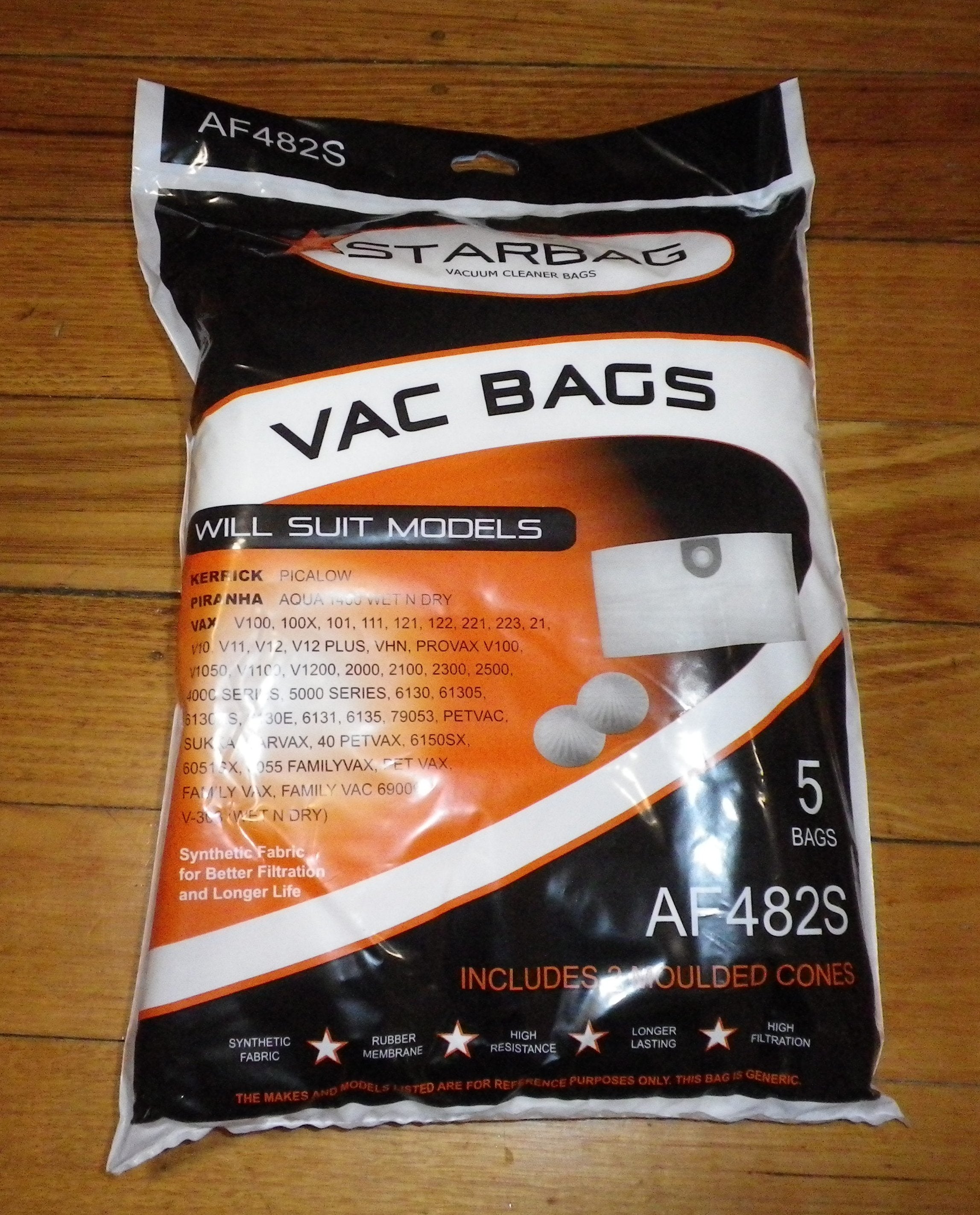 Vax 2000 Series Powa 4000 High - Filtration Synthetic Vacuum Cleaner Bags - Part AF482S