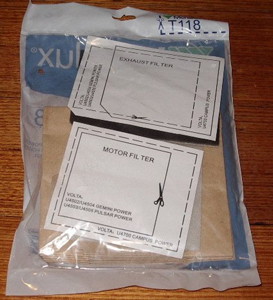 Volta Gemini U4502 - U4505 Disposable Vacuum Cleaner Bags - Part Number T118N, Pack of 5 with Filters