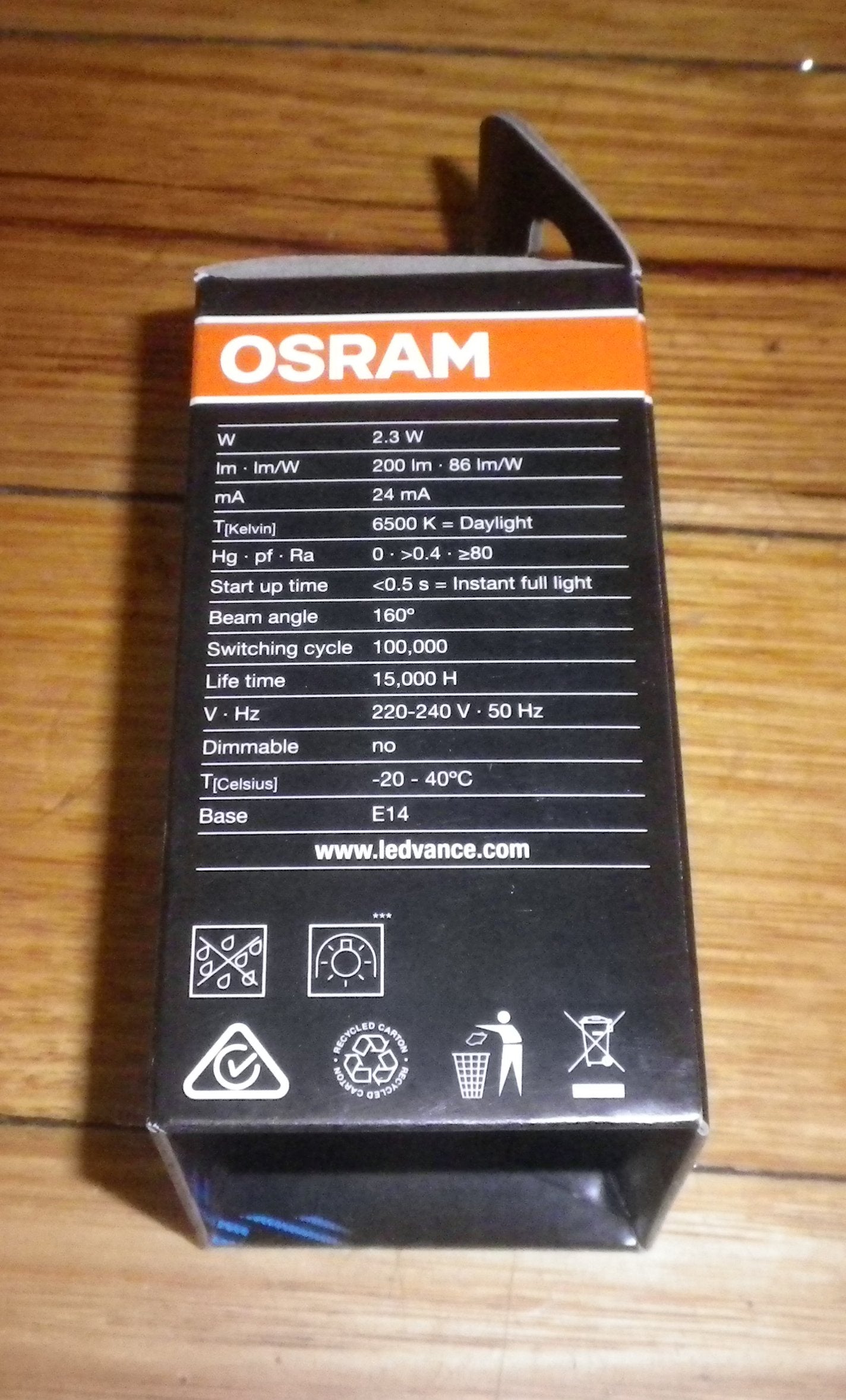 Osram 2.3Watt SES Miniature LED Daylight Fridge Globe - Part # 509580