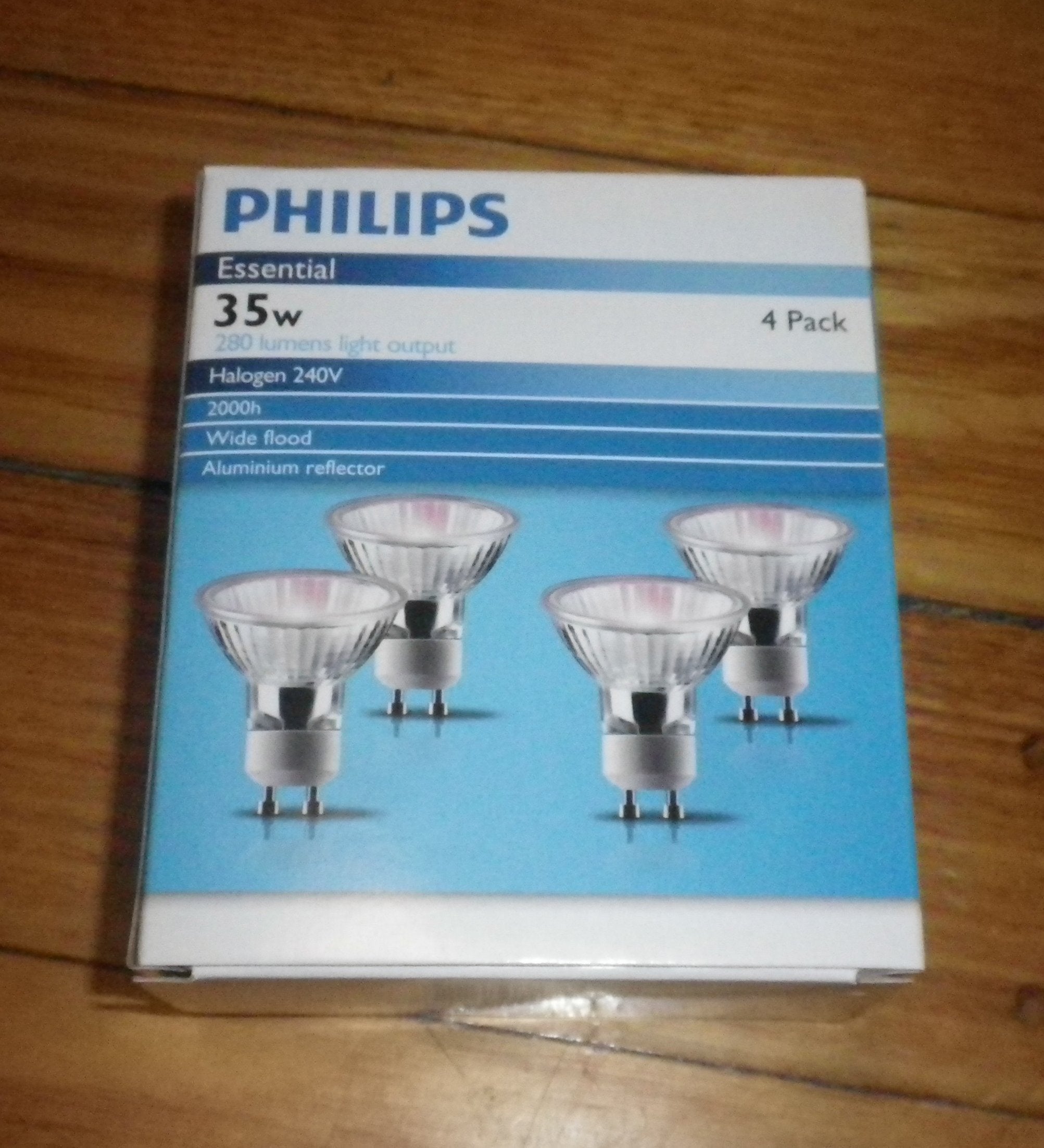 Philips 35W 240V GU10 PAR16 Dichroic Halogen Bulbs (Pack of 4) - Part # 661641