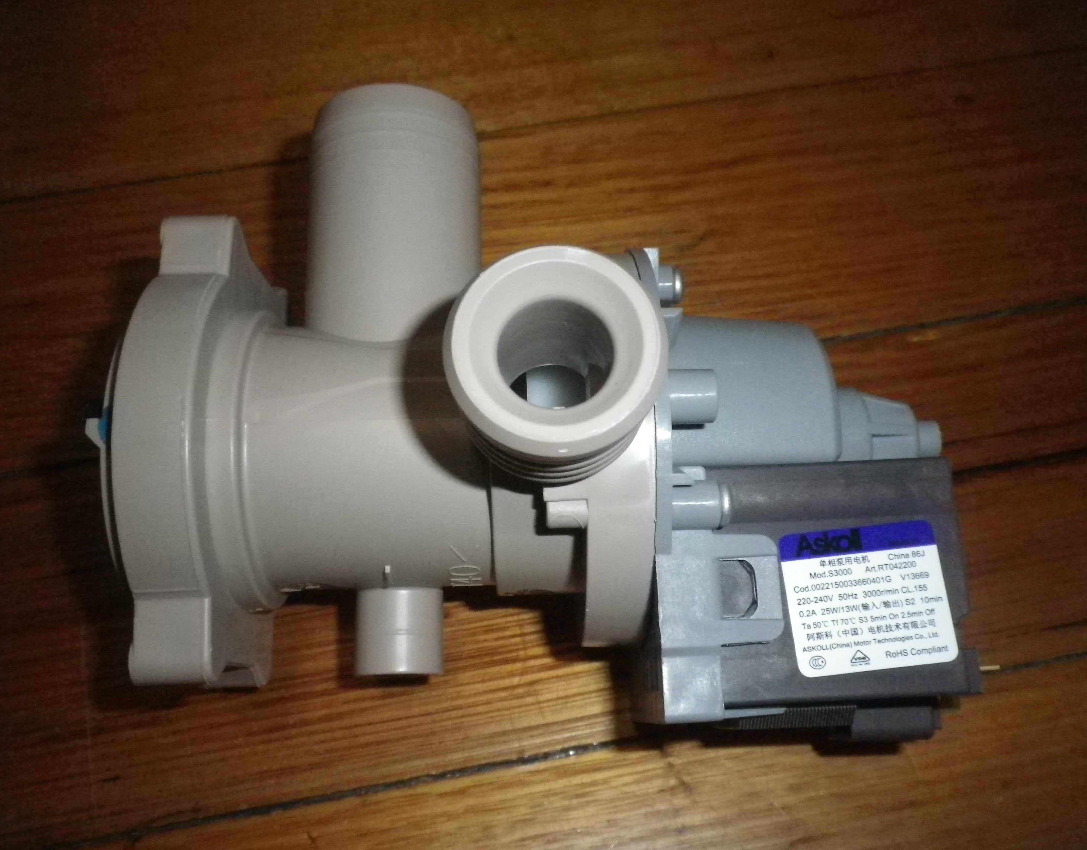 Haier Complete Front Loader Washing Machine Electric Pump Assembly - Model WH7560J1, Part # H0022150033660401G
