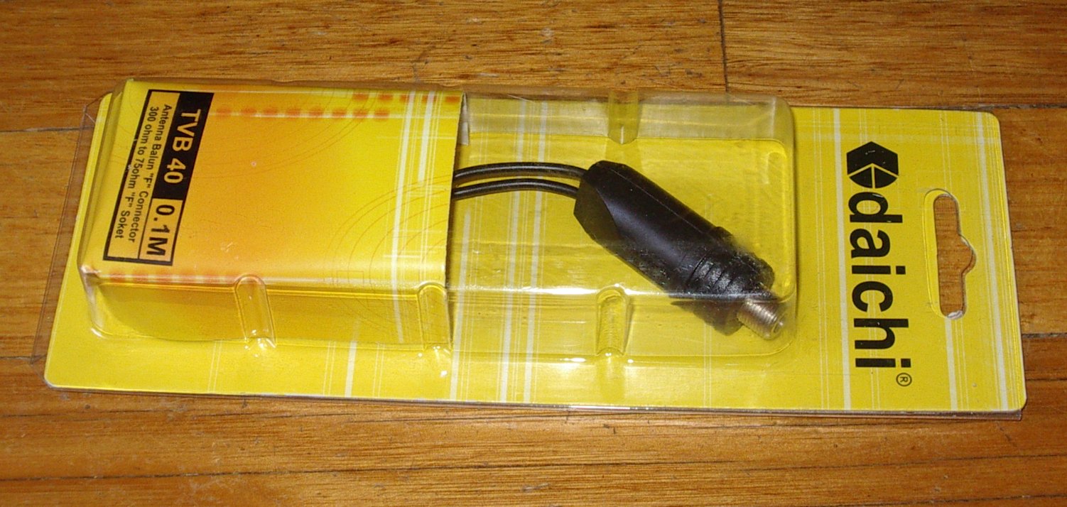 Weatherproof Outdoor Antenna Balun 300ohm to 75ohm with F-Connector - TVB40
