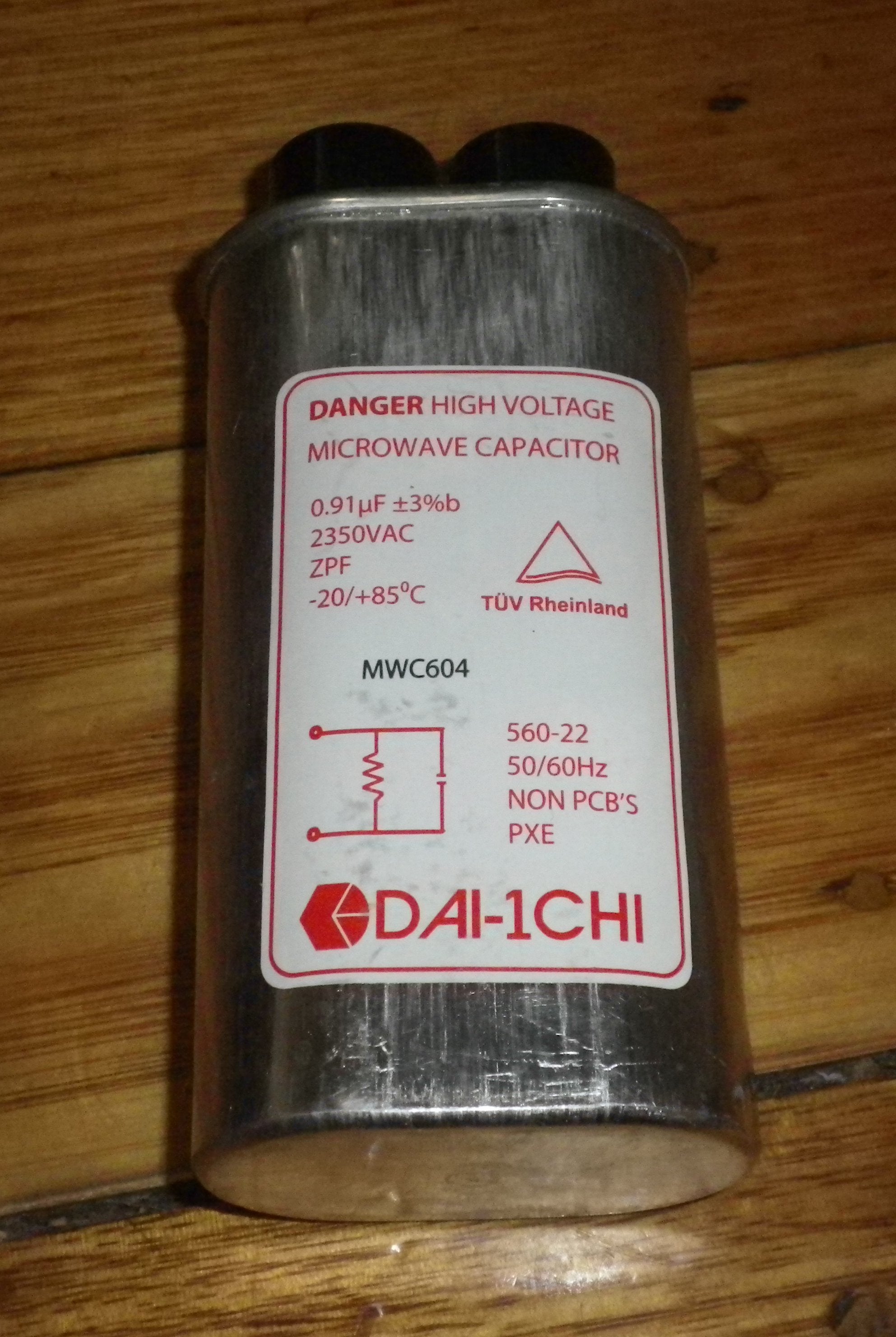 Daichi Non-Genuine 0.91MFD 2350V High Voltage Microwave Capacitor - MWC604
