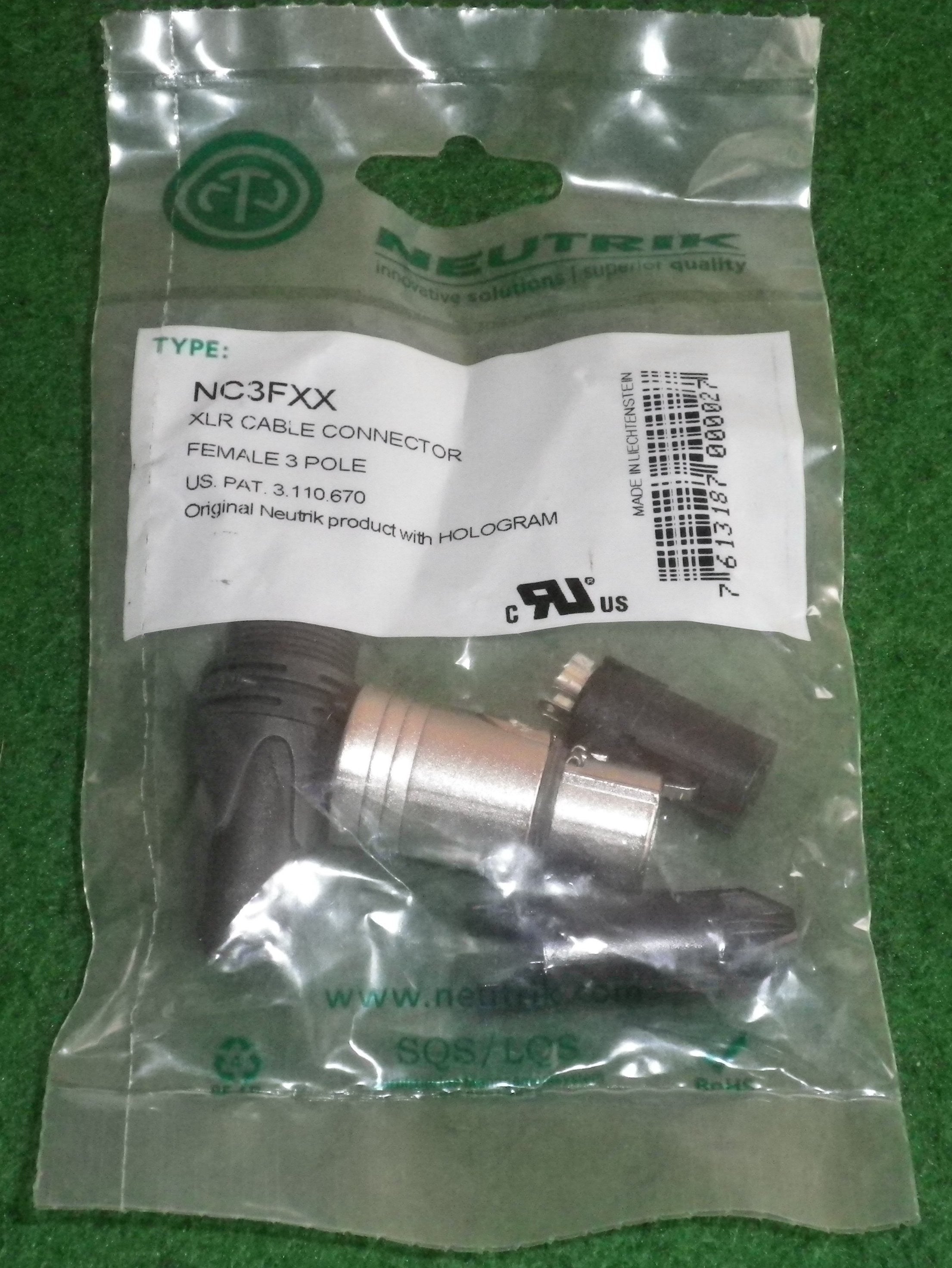 Professional Neutrik 3-Pin Female XLR Audio Connector - Part Number NC3FXX