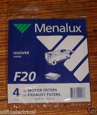 High - Quality Hoover Vogue Motor and Exhaust Filter Pack (Set of 4) - Part Number F20
