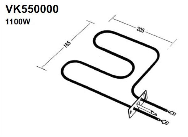 Simpson 1100-Watt Split Grill Heating Element - Genuine Part # 0122004274, Equivalent to Grimwood Part No. VK550000 for Stoves