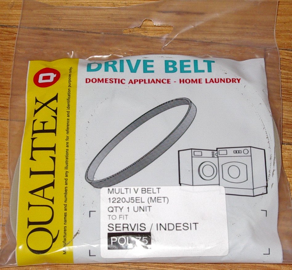 High - Quality Front Load Washer Drum Belt for Servis and Indesit Appliances - Replacement Part # POL75, 1220J5EL