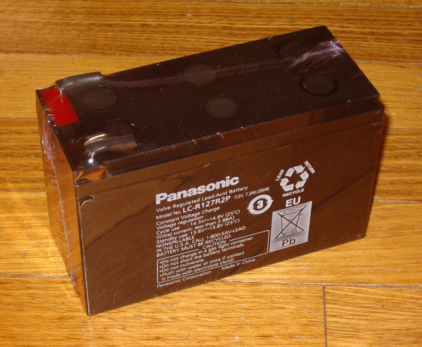 Panasonic 12V 7.2AH Sealed Lead - Acid Battery with 4.8mm Spade Terminals - Part # LC - R127R2P