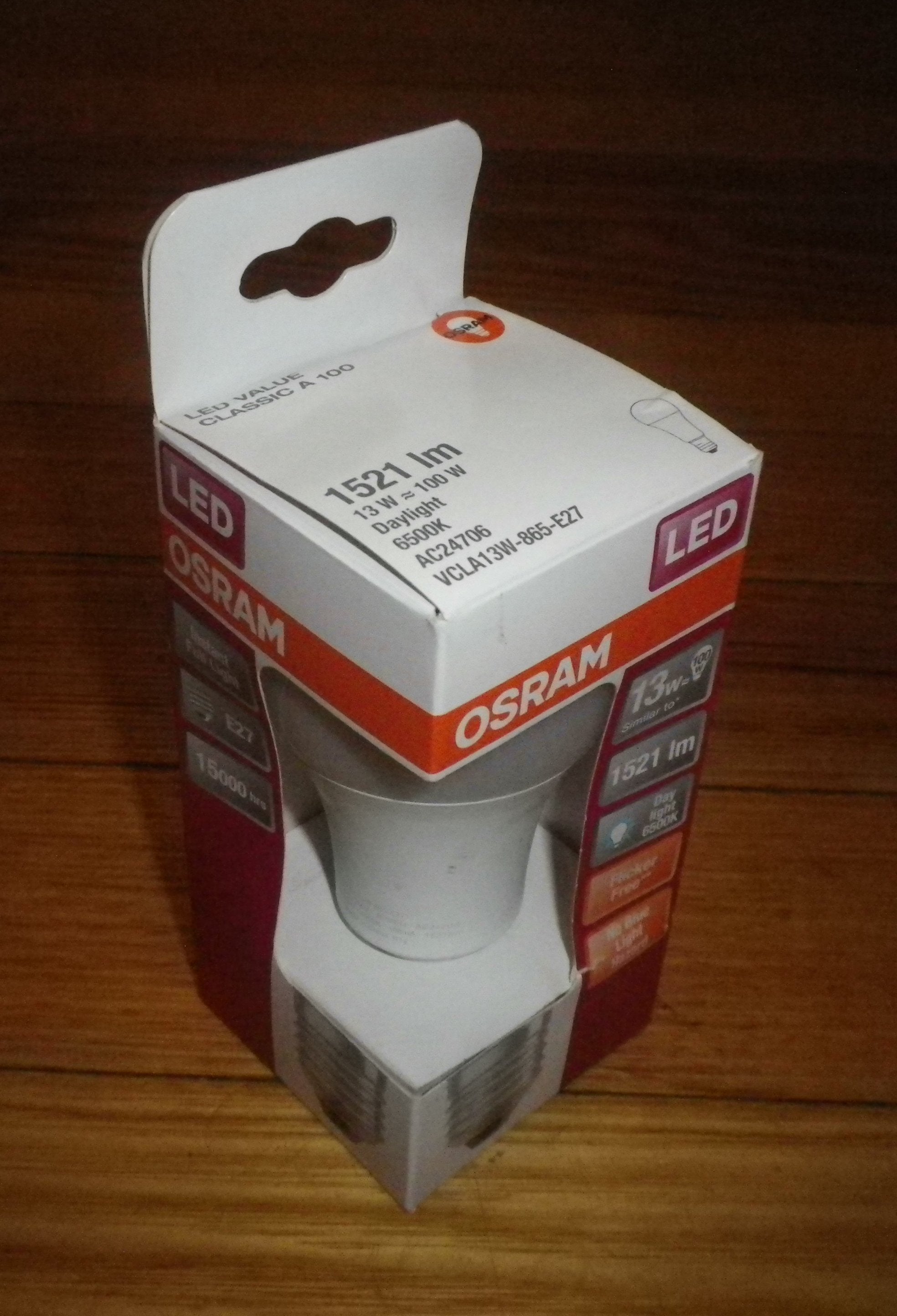 Osram 13W ES E27 LED Daylight Classic Globe - 1521 Lumens, Part #412675