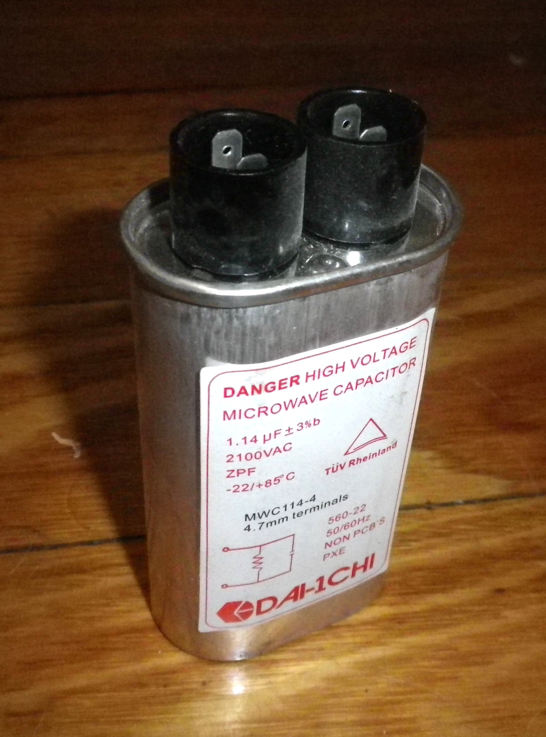 Panasonic-Compatible High Voltage Microwave Oven Capacitor - Part Number MWC114-4