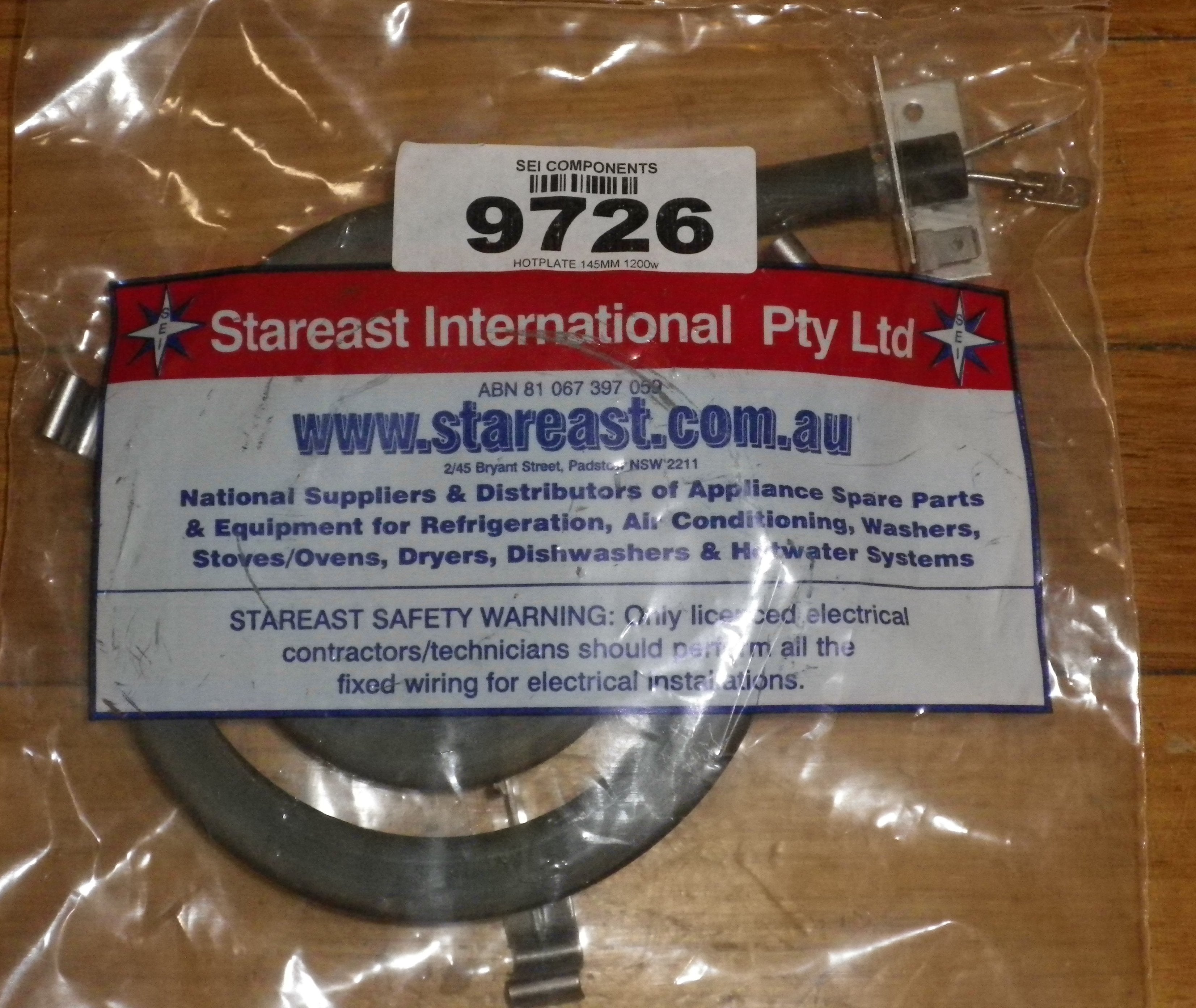 Westinghouse 1200W 145mm Wire-in Hotplate - Part No. 9726SE